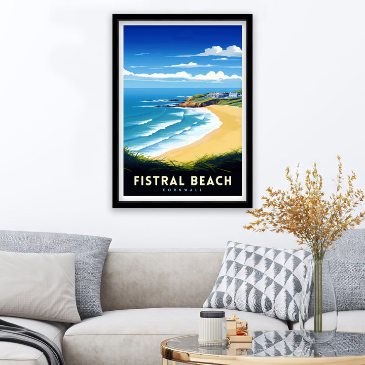 Fistral Beach Cornwall Travel Poster Cornwall