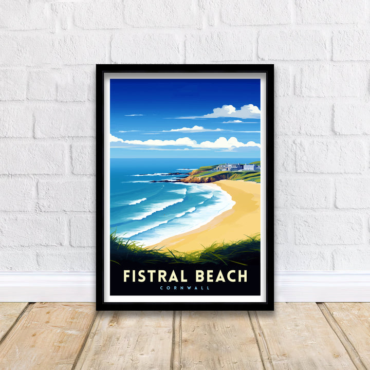 Fistral Beach Cornwall Travel Poster Cornwall