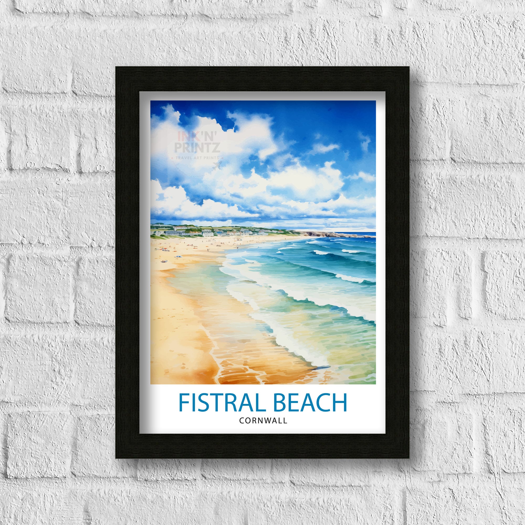 Fistral Beach Cornwall Travel Print Cornwall Wall Decor Fistral Beach Poster Beach Travel Prints Cornwall Art Print Fistral Beach
