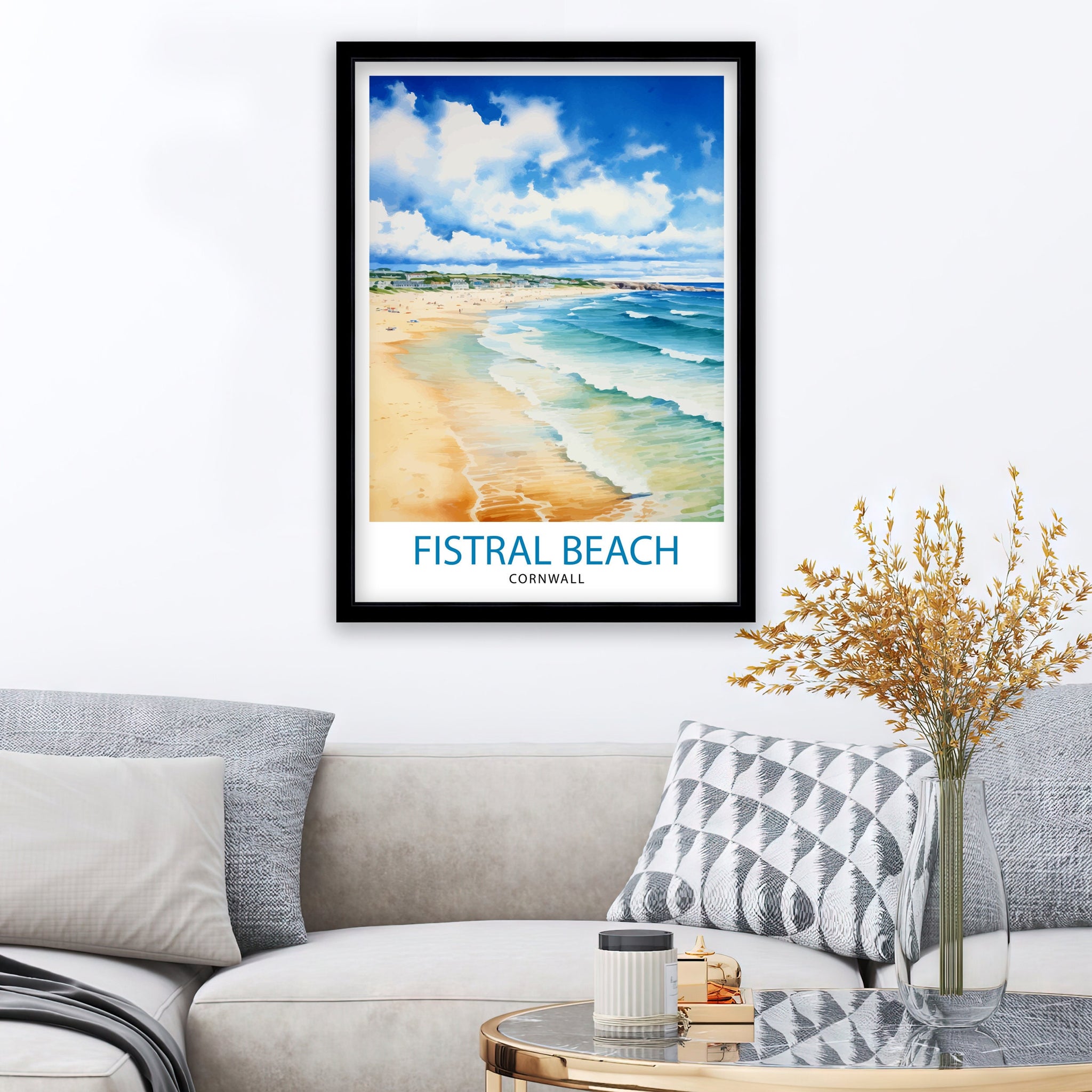 Fistral Beach Cornwall Travel Print Cornwall Wall Decor Fistral Beach Poster Beach Travel Prints Cornwall Art Print Fistral Beach