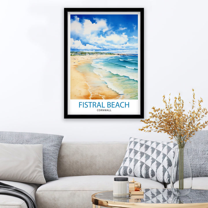 Fistral Beach Cornwall Travel Poster Cornwall