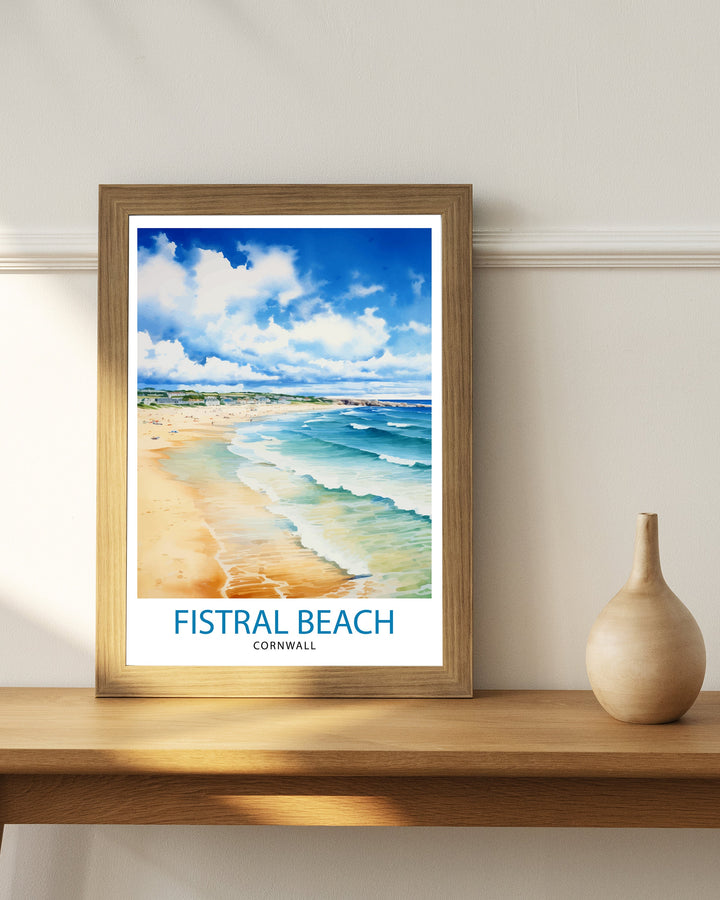 Fistral Beach Cornwall Travel Poster Cornwall