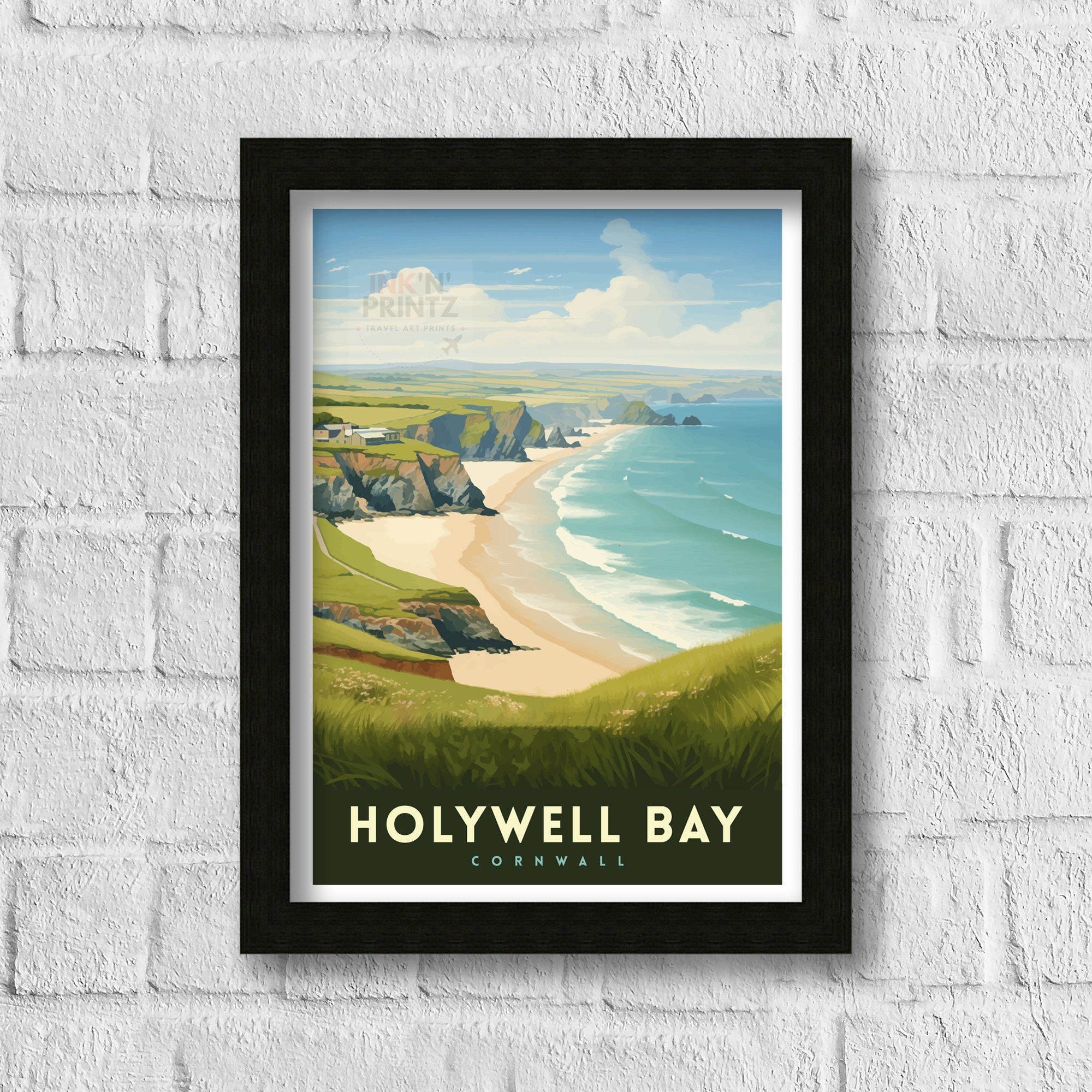 Holywell Bay Cornwall Travel Poster Cornwall