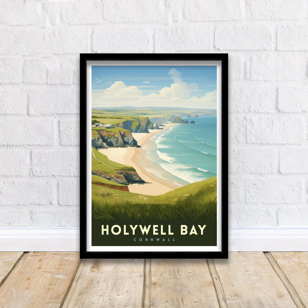 Holywell Bay Cornwall Travel Poster Cornwall