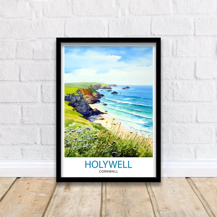 Holywell Bay Cornwall Travel Poster Cornwall