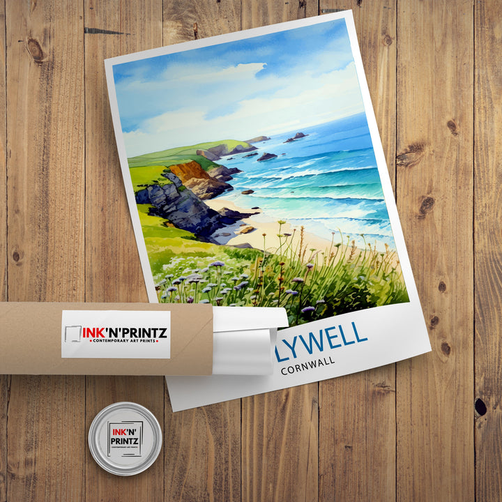 Holywell Bay Cornwall Travel Poster Cornwall