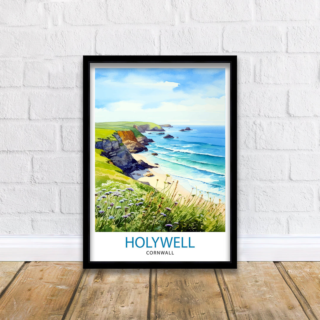 Holywell Bay Cornwall Travel Poster Cornwall