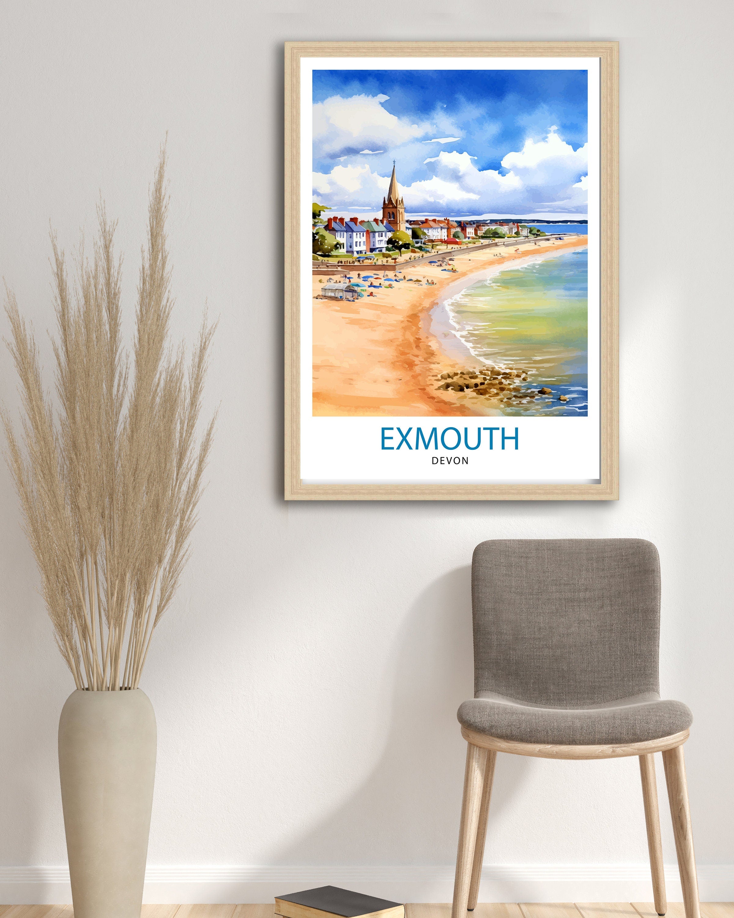 Exmouth Devon Travel Print Exmouth Wall Decor Devon Home Living Decor Exmouth Illustration Travel Poster Gift For Exmouth, Devon Home Decor
