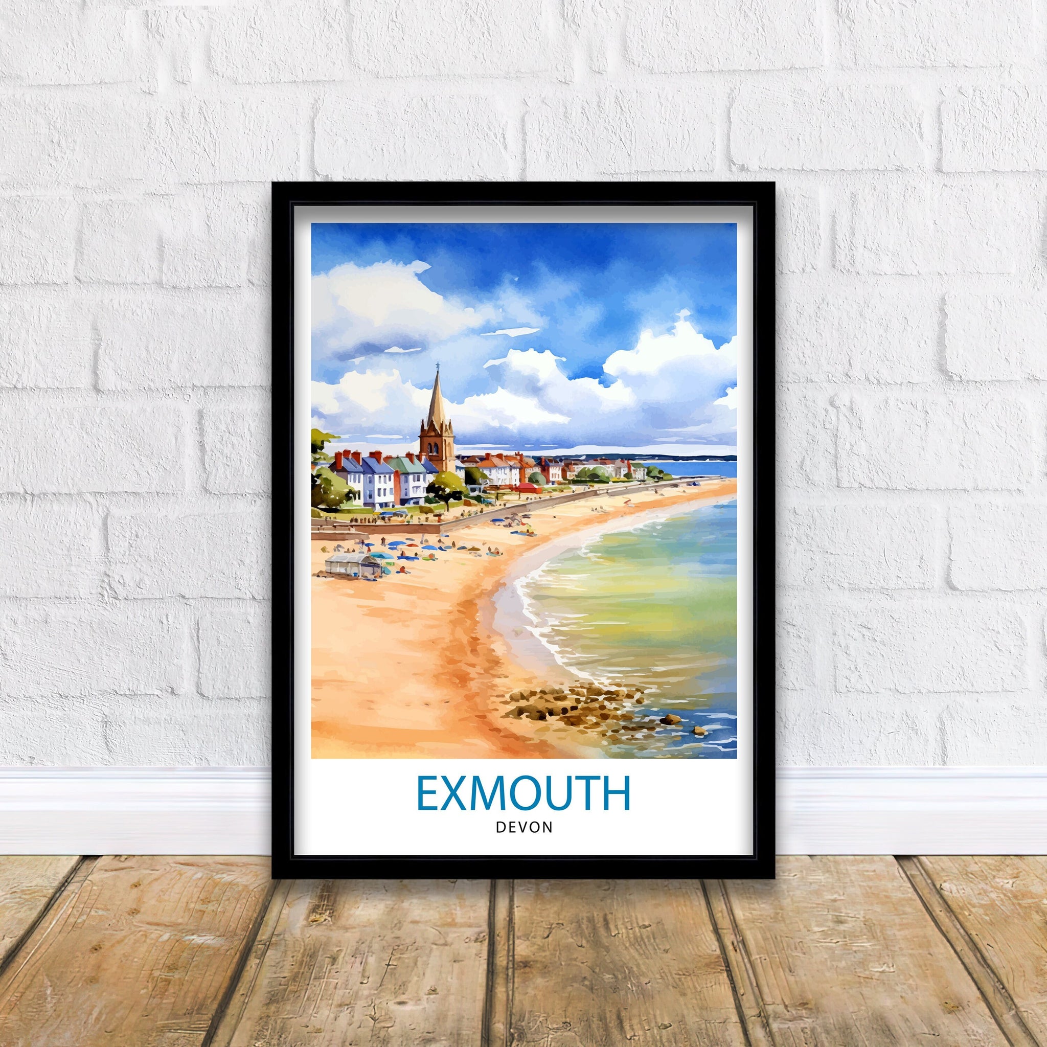 Exmouth Devon Travel Print Exmouth Wall Decor Devon Home Living Decor Exmouth Illustration Travel Poster Gift For Exmouth, Devon Home Decor