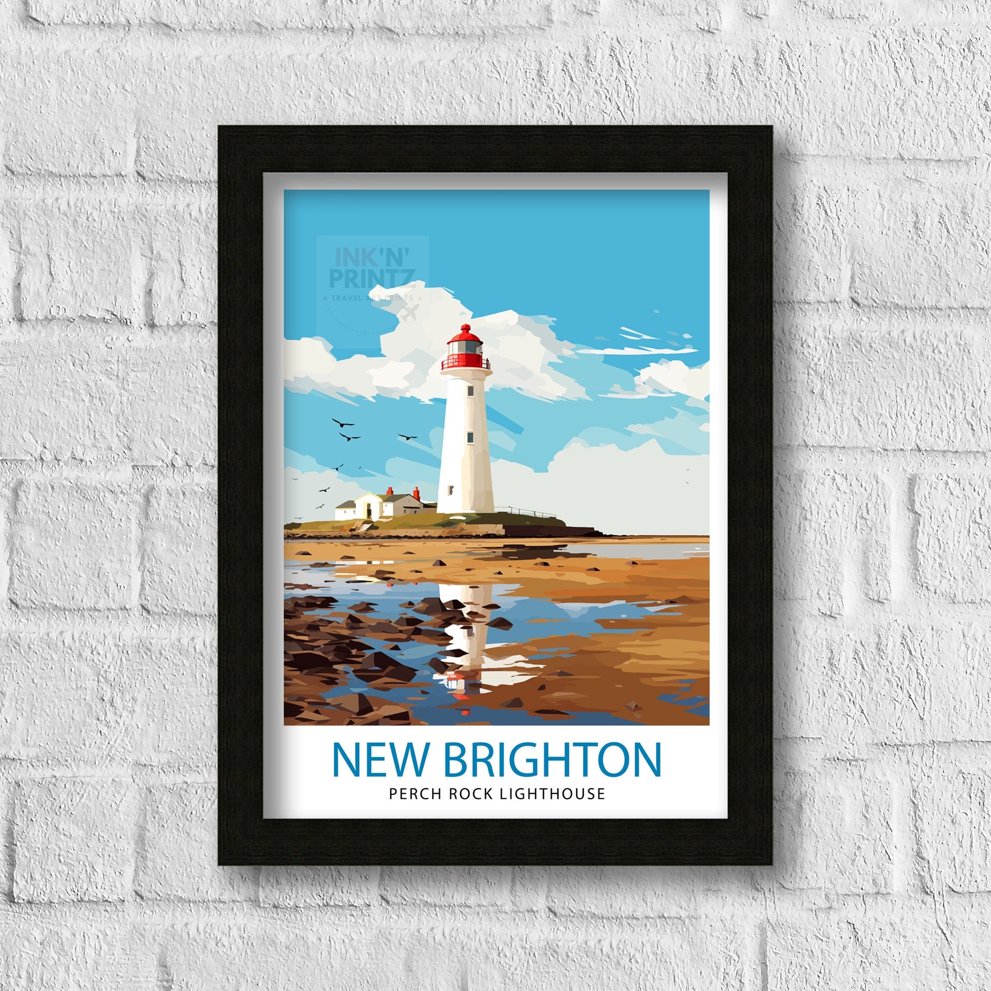 Perch Rock Lighthouse Print New Brighton Nautical Wall Decor Lighthouse Poster Maritime Art Print Coastal Home Decor Gift for Lighthouse