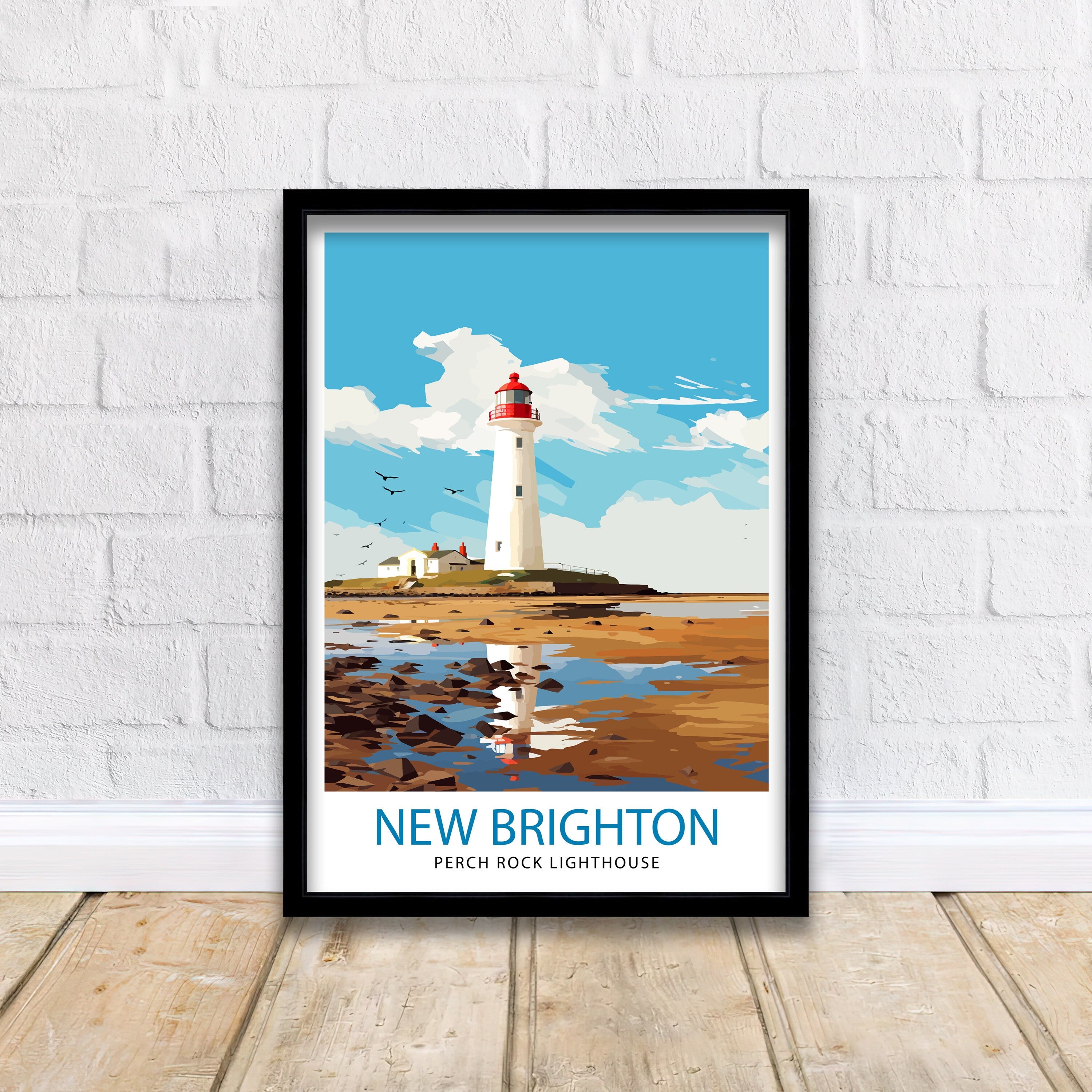 Perch Rock Lighthouse Print New Brighton Nautical Wall Decor Lighthouse Poster Maritime Art Print Coastal Home Decor Gift for Lighthouse