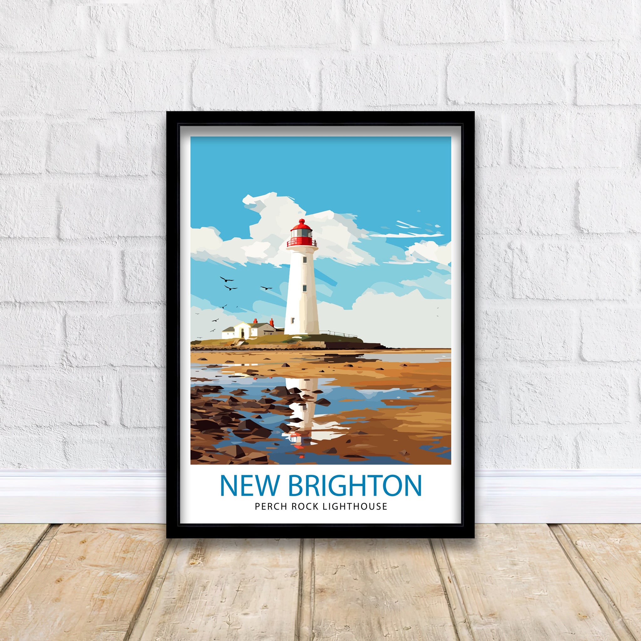 Perch Rock Lighthouse Print New Brighton Nautical Wall Decor Lighthouse Poster Maritime Art Print Coastal Home Decor Gift for Lighthouse