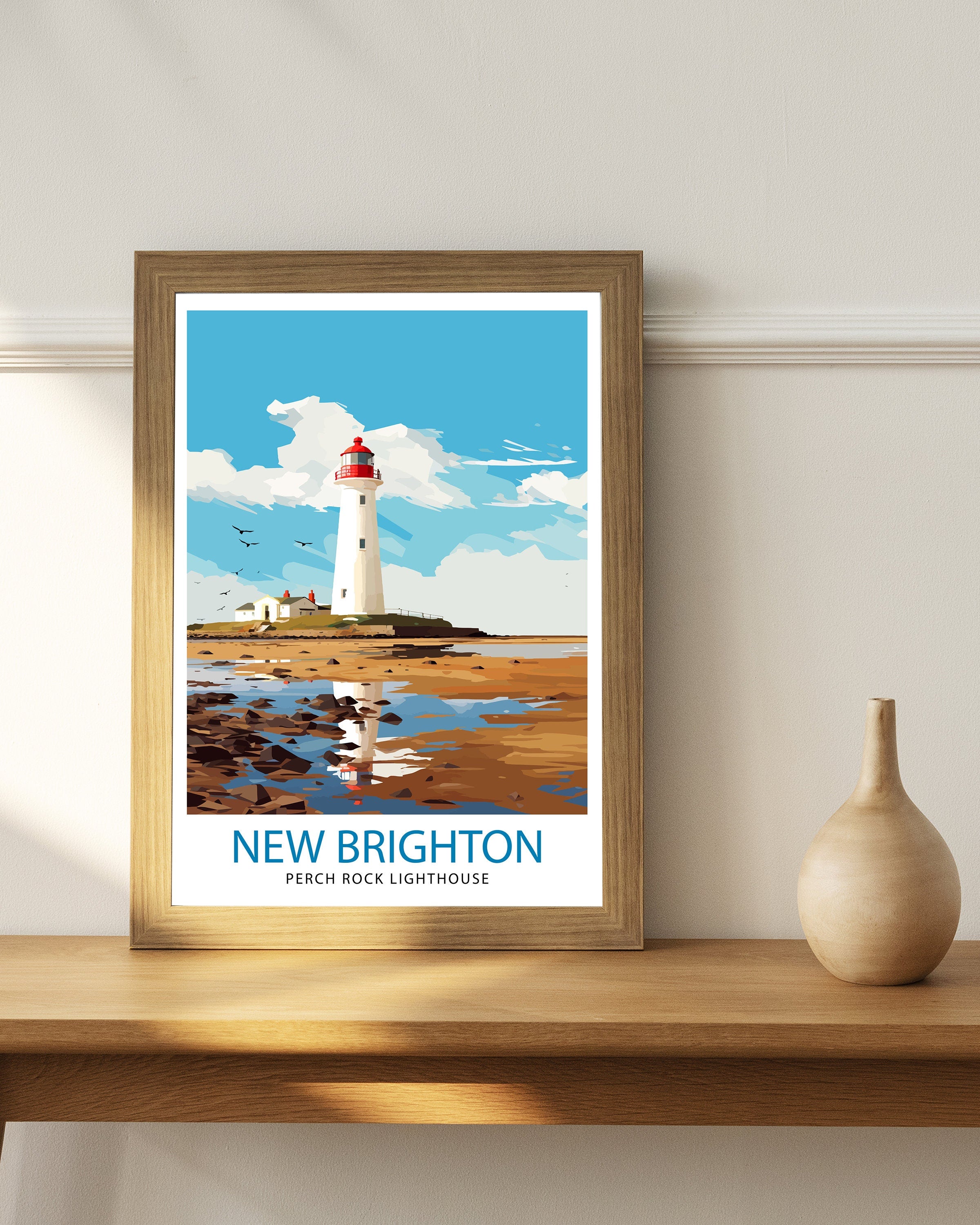 Perch Rock Lighthouse Print New Brighton Nautical Wall Decor Lighthouse Poster Maritime Art Print Coastal Home Decor Gift for Lighthouse