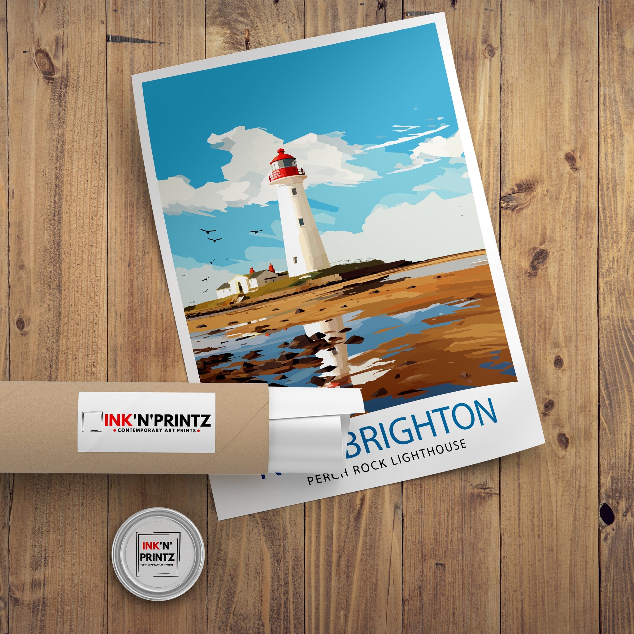 Perch Rock Lighthouse Print New Brighton Nautical Wall Decor Lighthouse Poster Maritime Art Print Coastal Home Decor Gift for Lighthouse