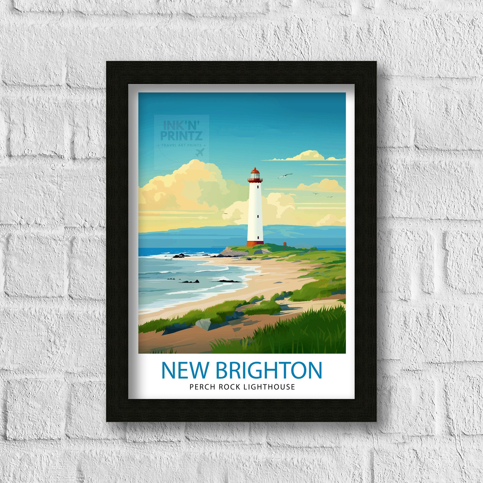 Perch Rock Lighthouse Print New Brighton Nautical Wall Decor Lighthouse Poster Maritime Art Print Coastal Home Decor Gift for Lighthouse