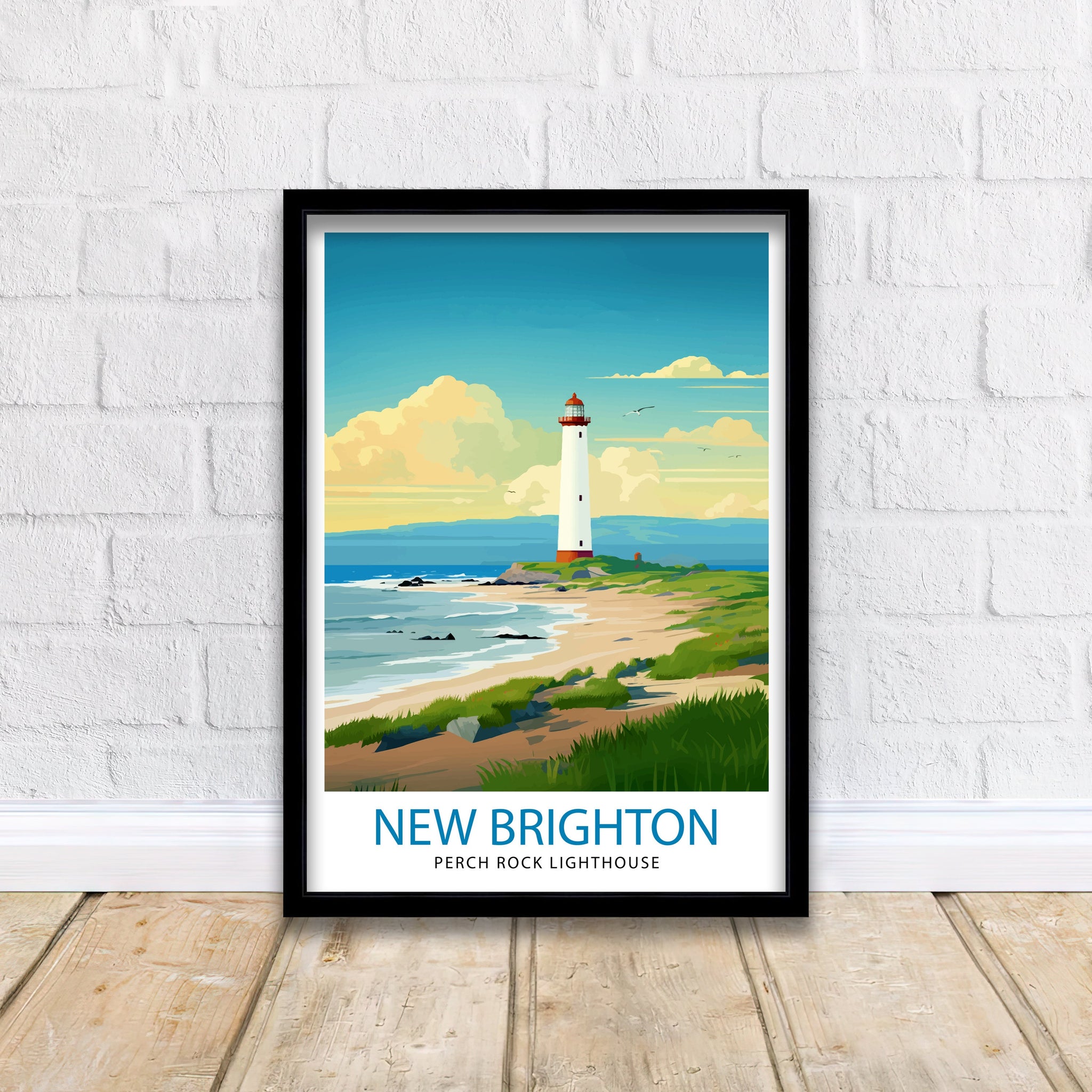 Perch Rock Lighthouse Print New Brighton Nautical Wall Decor Lighthouse Poster Maritime Art Print Coastal Home Decor Gift for Lighthouse