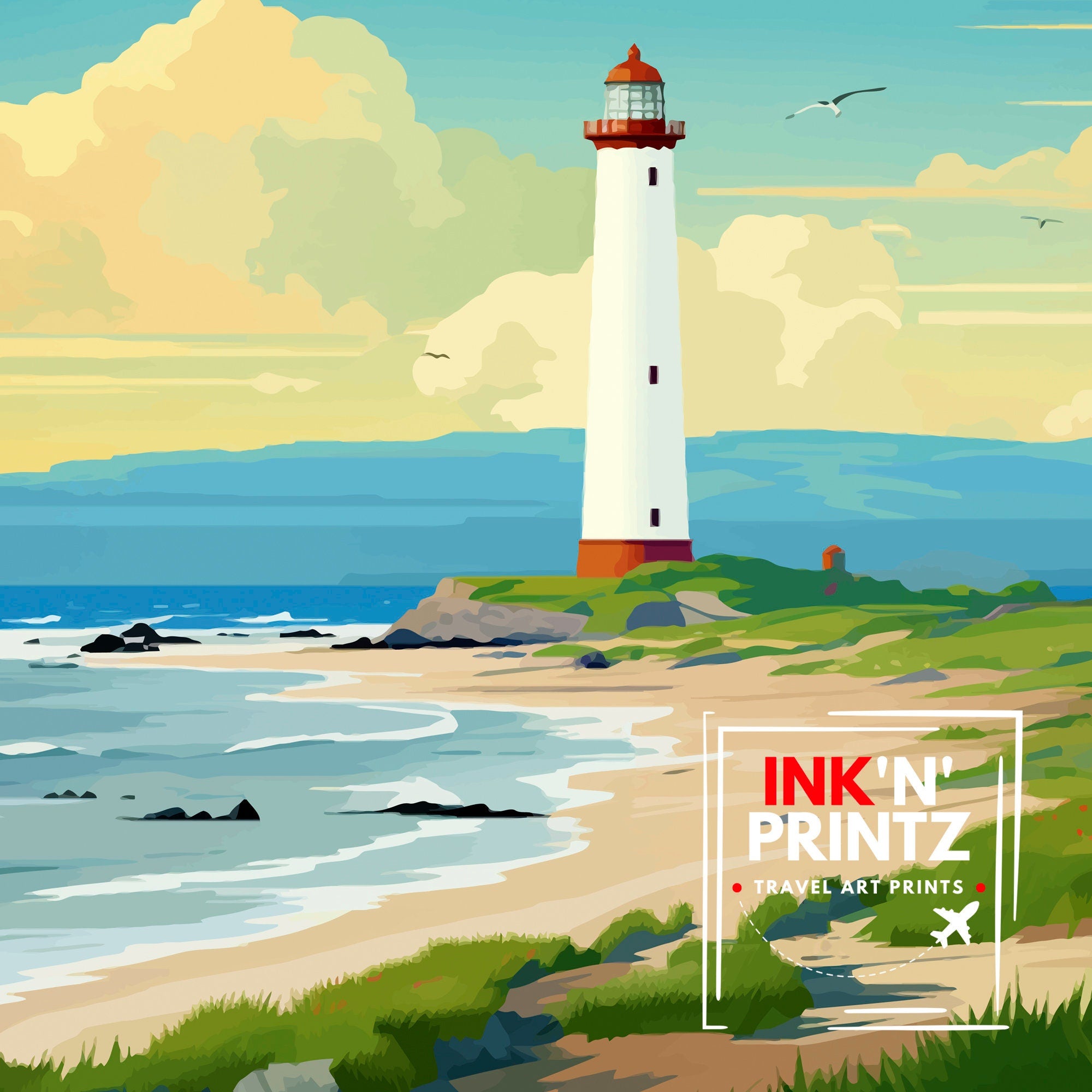 Perch Rock Lighthouse Print New Brighton Nautical Wall Decor Lighthouse Poster Maritime Art Print Coastal Home Decor Gift for Lighthouse