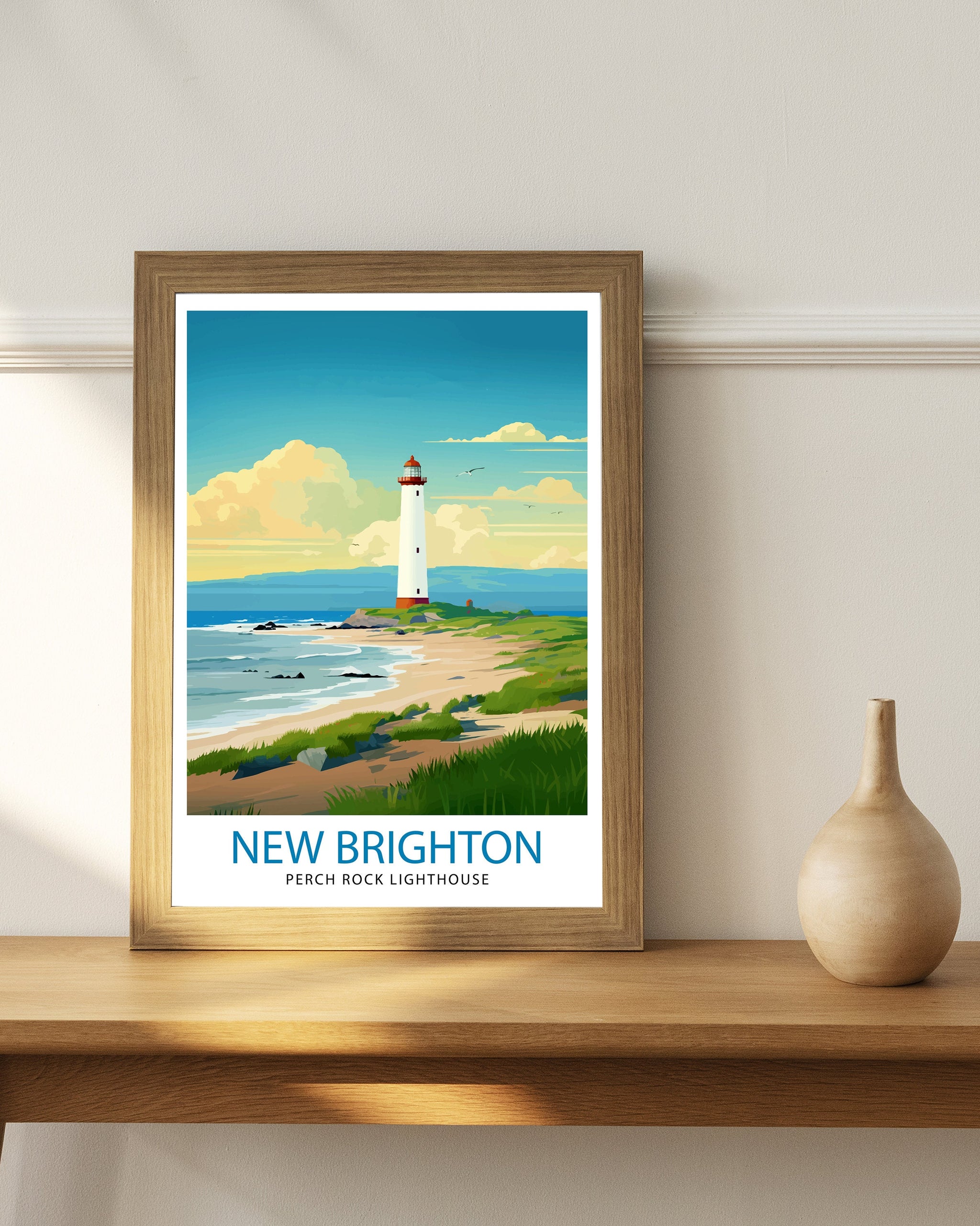Perch Rock Lighthouse Print New Brighton Nautical Wall Decor Lighthouse Poster Maritime Art Print Coastal Home Decor Gift for Lighthouse