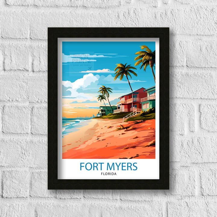 Fort Myers Beach Florida Travel Poster Florida