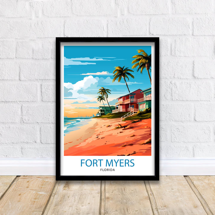 Fort Myers Beach Florida Travel Poster Florida