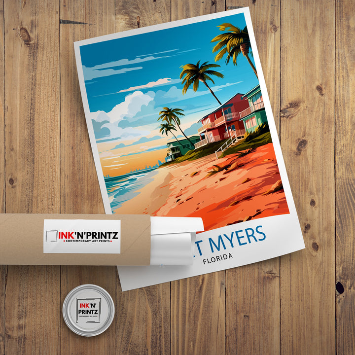 Fort Myers Beach Florida Travel Poster Florida