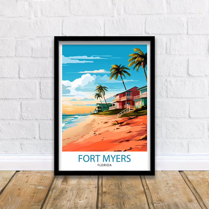 Fort Myers Beach Florida Travel Poster Florida