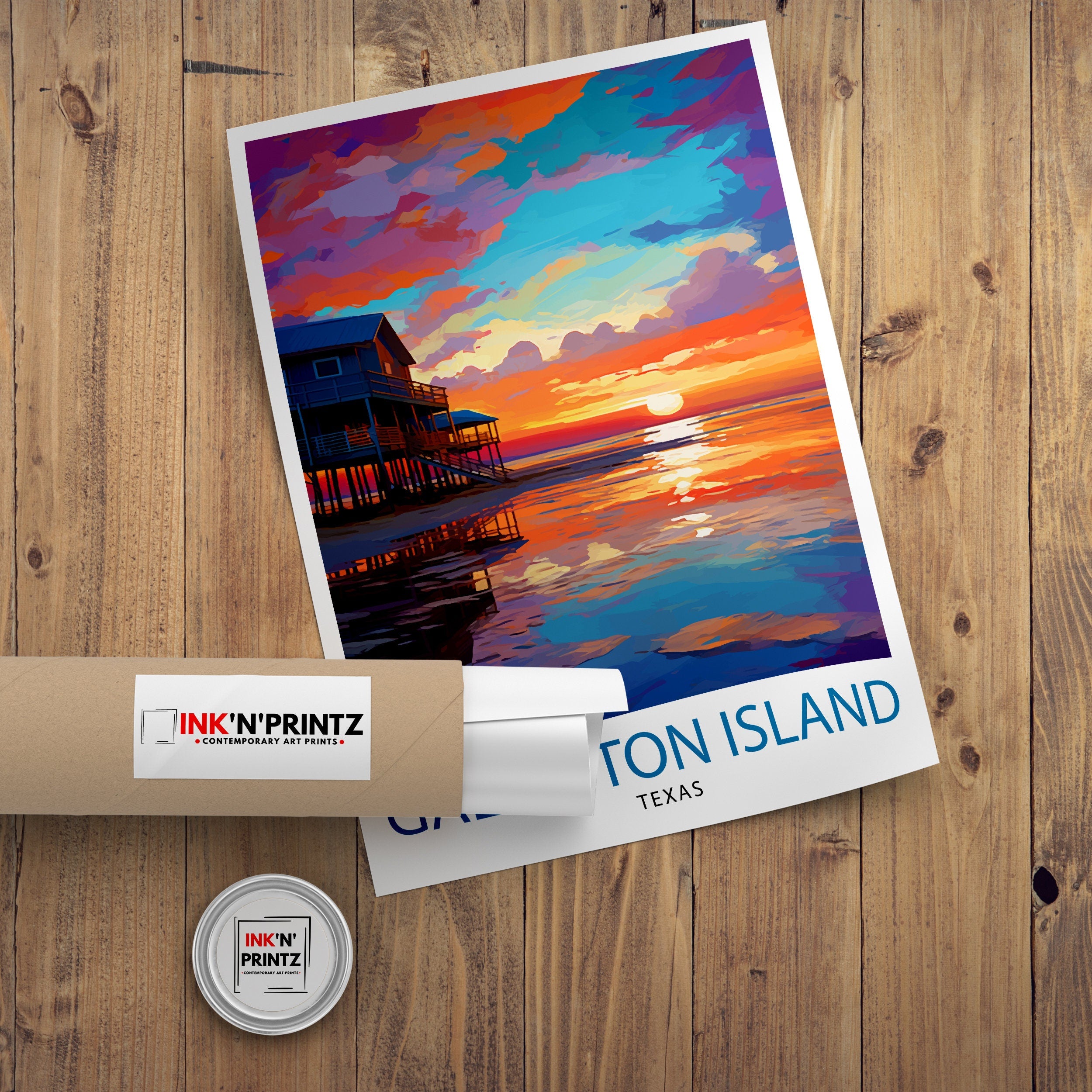 Galveston Island Texas Travel Print Texas Wall Decor Galveston Island Poster Coastal Travel Prints Texas Art Print Galveston Island