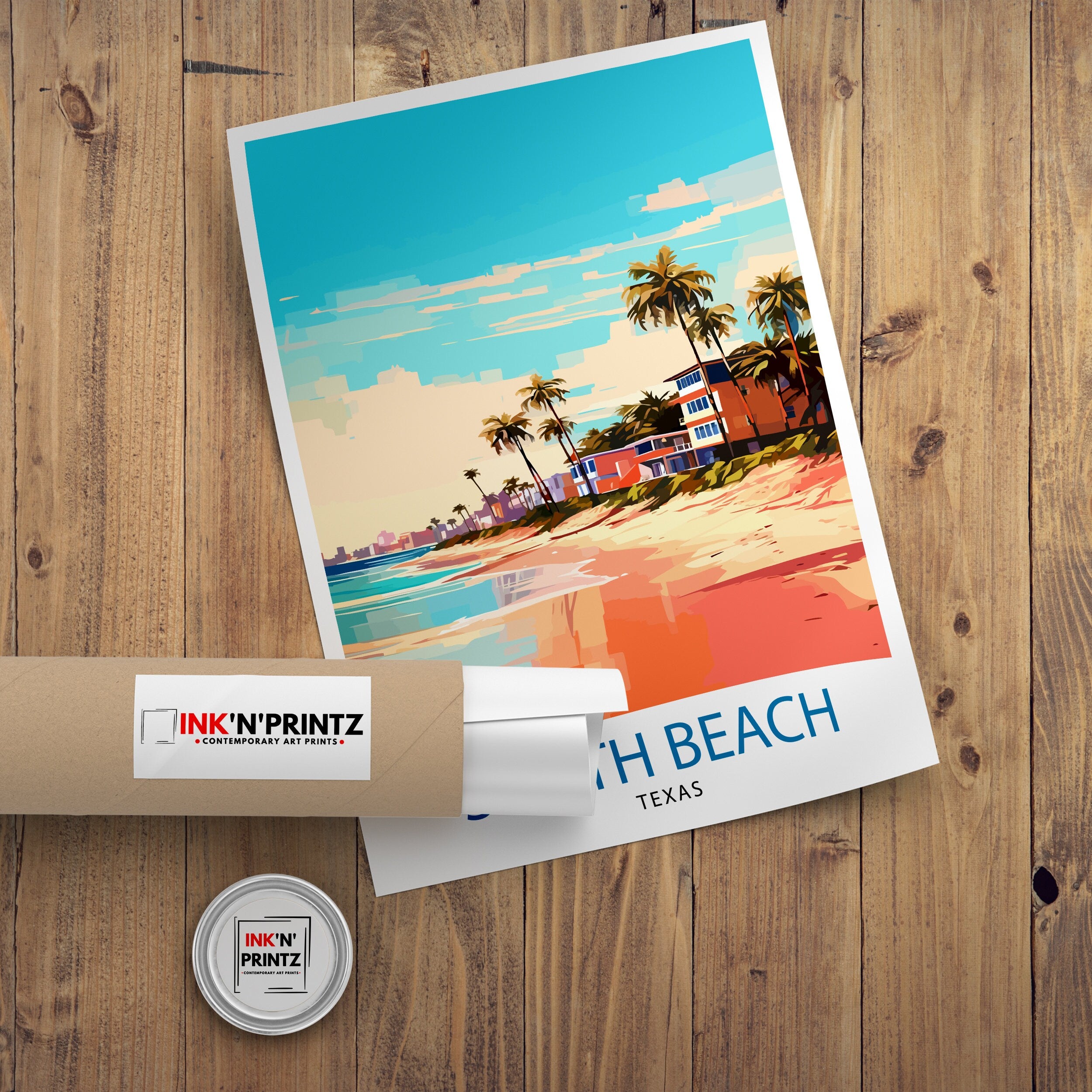 South Beach Texas Travel Print Texas Wall Decor South Beach Poster Coastal Travel Prints Texas Art Print South Beach Illustration
