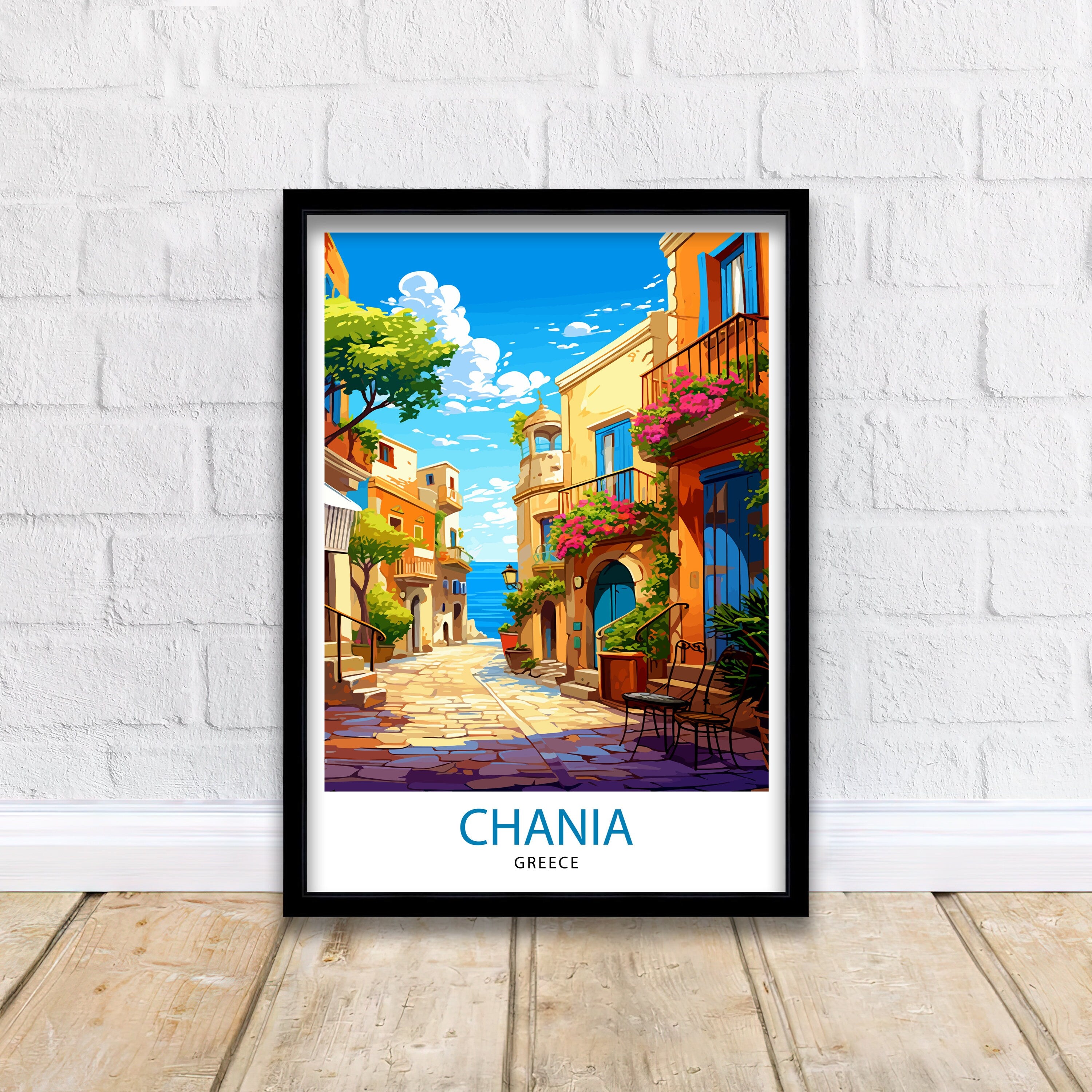 Chania Greece Travel Print Chania Wall Decor Chania Poster Greece Travel Prints Chania Art Print Chania Illustration Chania Wall Art