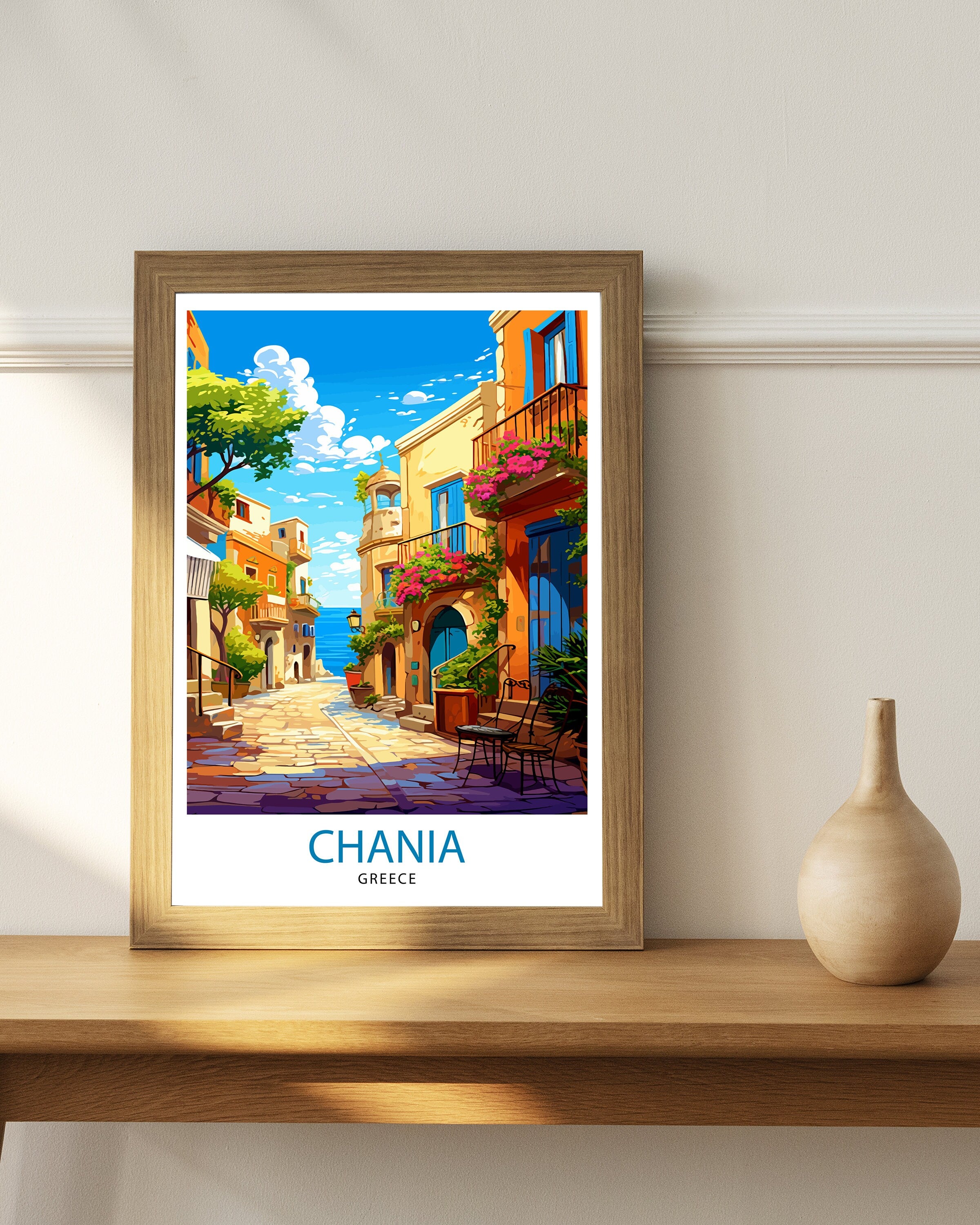 Chania Greece Travel Print Chania Wall Decor Chania Poster Greece Travel Prints Chania Art Print Chania Illustration Chania Wall Art