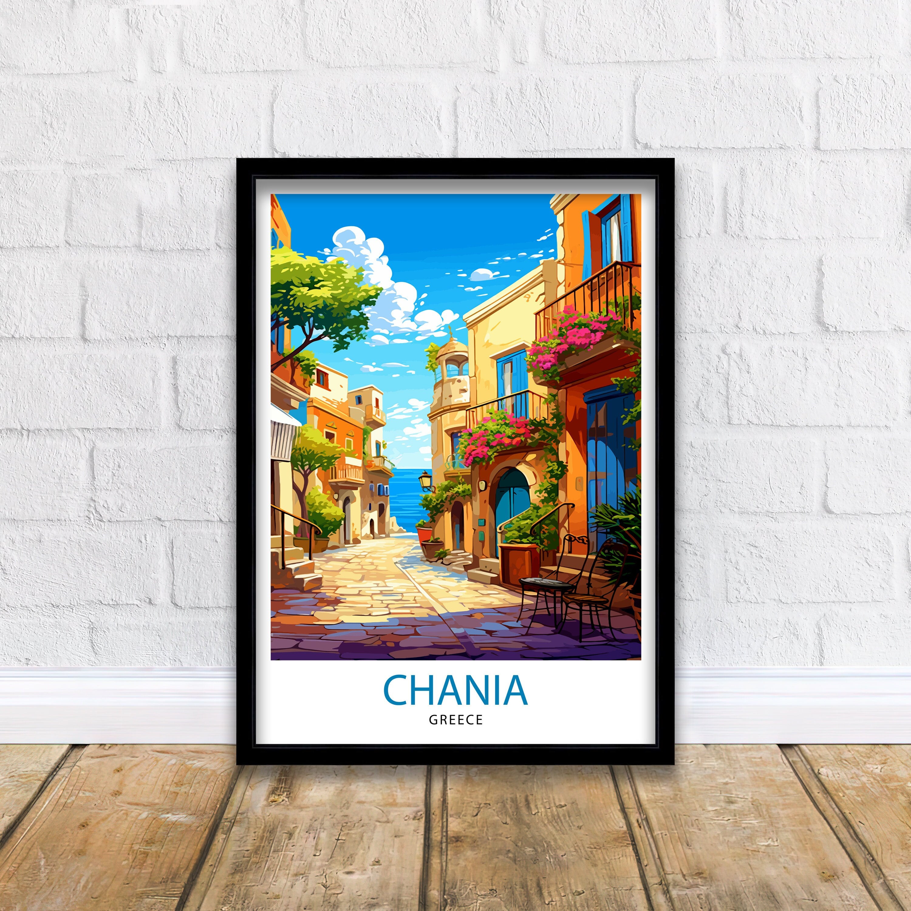 Chania Greece Travel Print Chania Wall Decor Chania Poster Greece Travel Prints Chania Art Print Chania Illustration Chania Wall Art