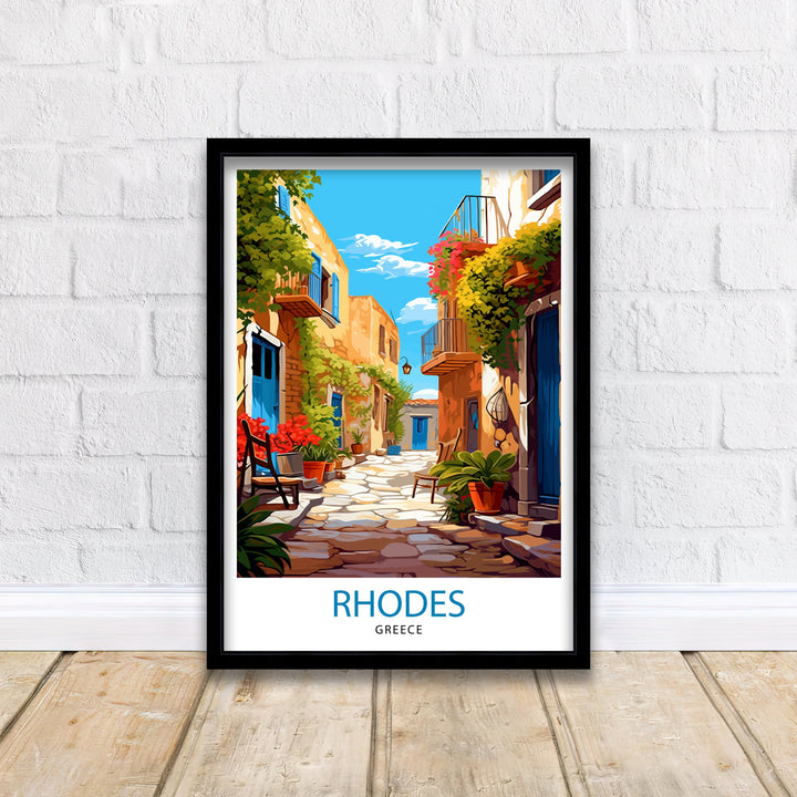 Rhodes Greece Travel Poster Rhodes Island