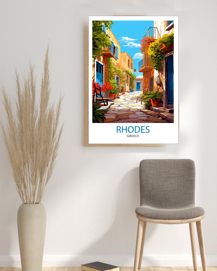 Rhodes Greece Travel Poster Rhodes Island