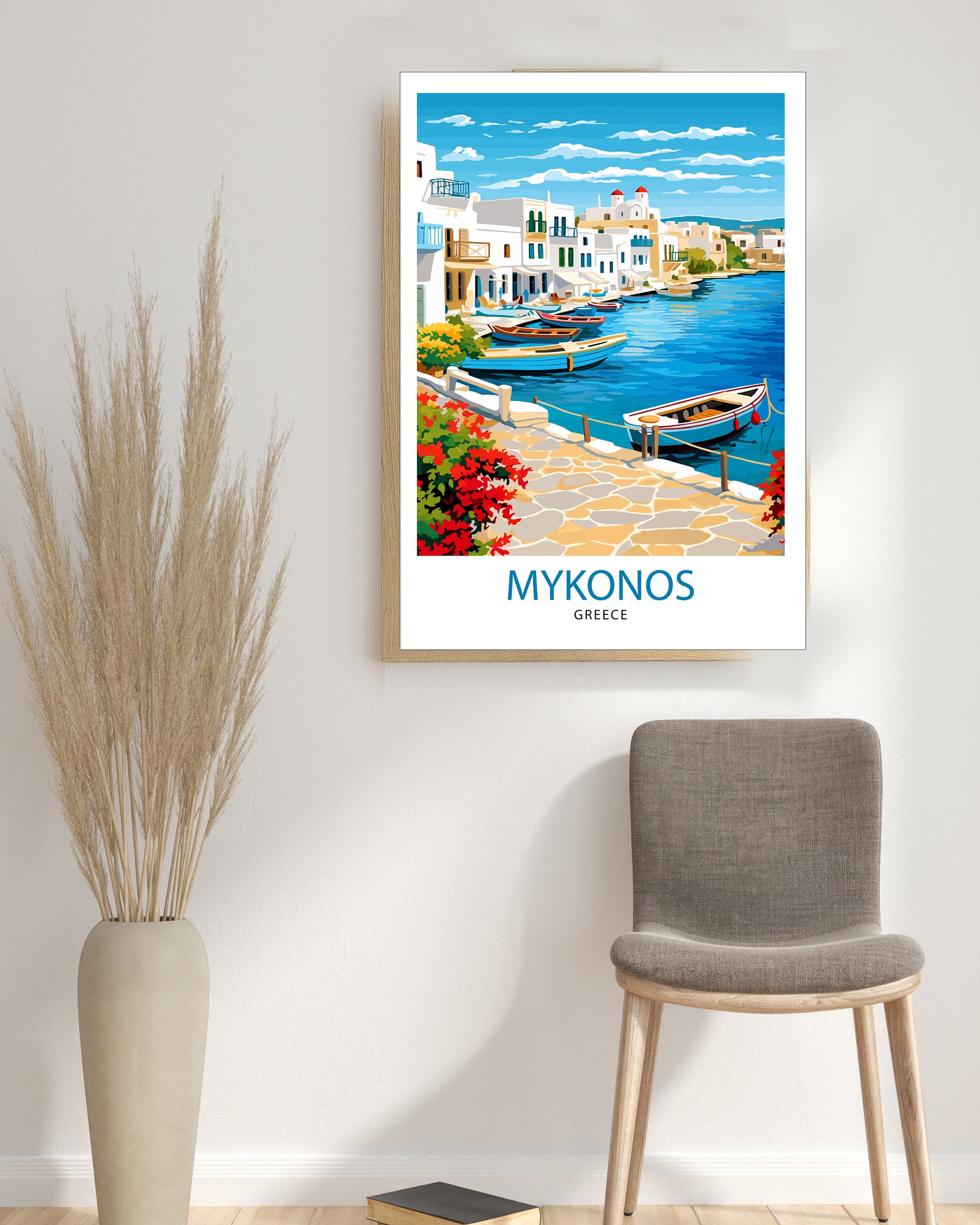 Mykonos Greece Travel Print Mykonos Wall Decor Mykonos Island Poster Greece Travel Prints Mykonos Art Print Mykonos Illustration