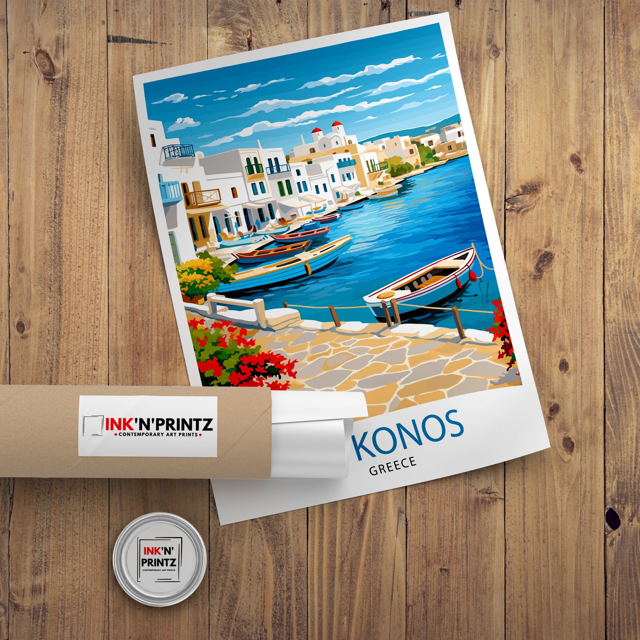 Mykonos Greece Travel Print Mykonos Wall Decor Mykonos Island Poster Greece Travel Prints Mykonos Art Print Mykonos Illustration