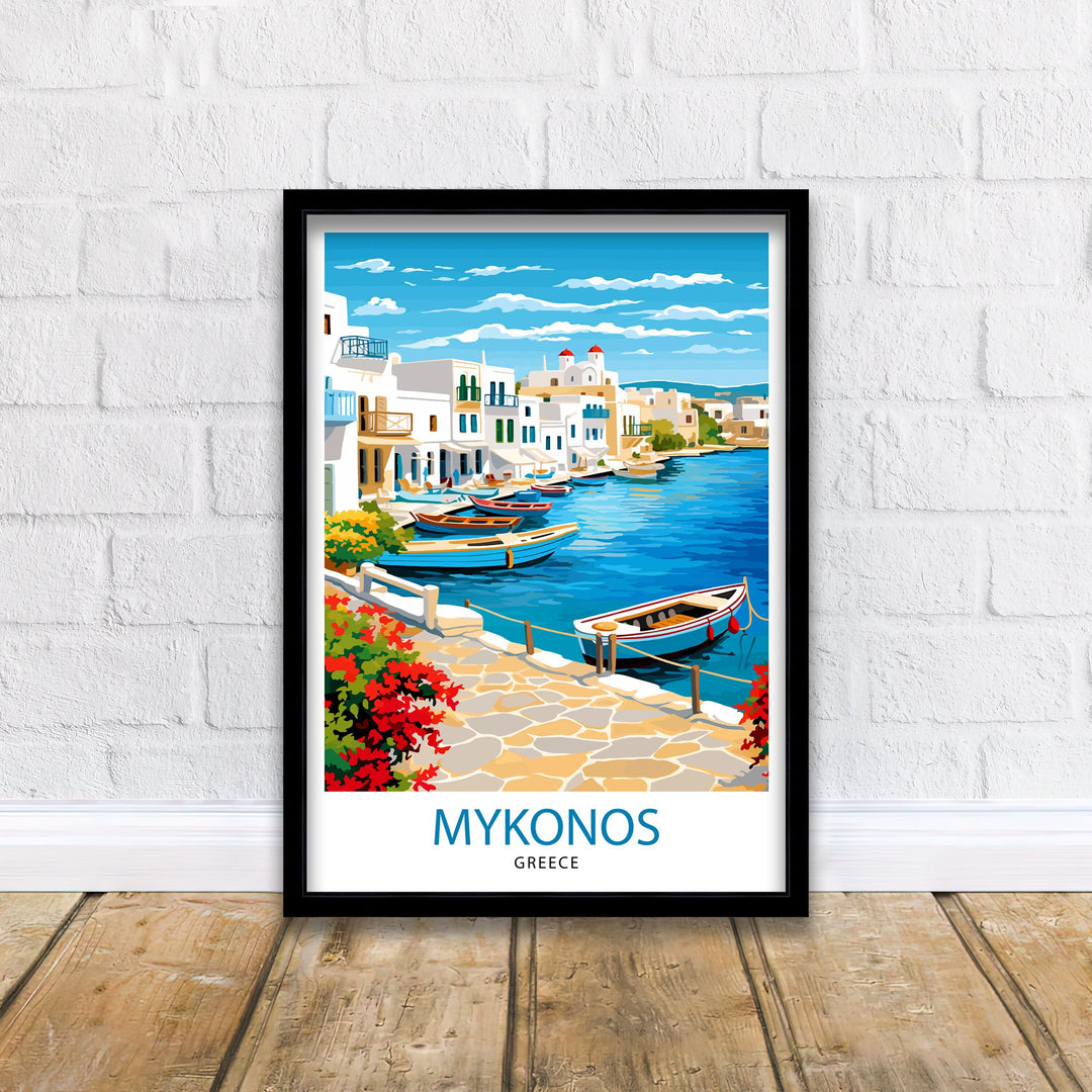 Mykonos Greece Travel Poster Mykonos Wall Decor Mykonos Island Poster Greece Travel Posters Mykonos Art Poster Mykonos Illustration