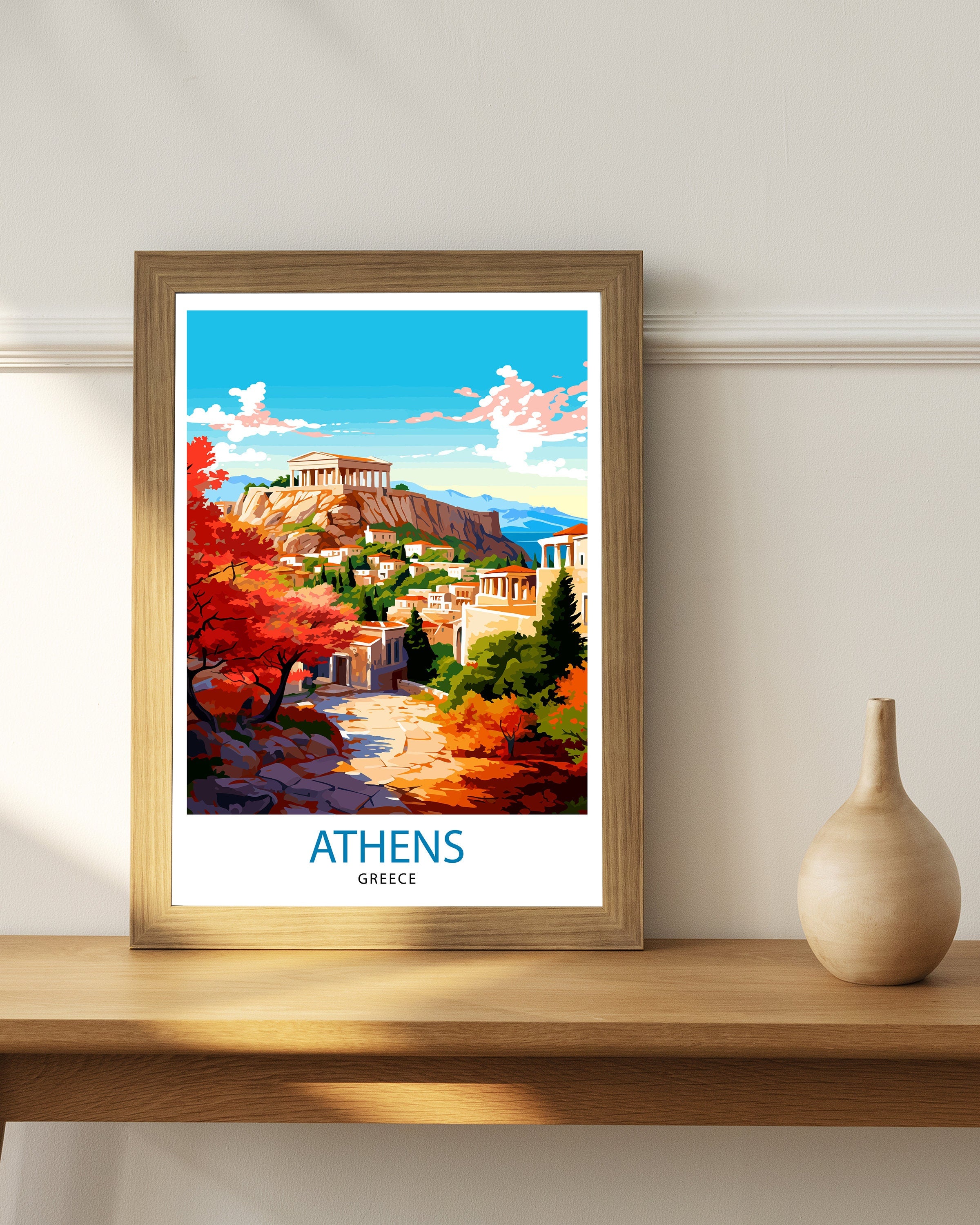 Athens Greece Travel Print Athens Wall Decor Athens Poster Greece Travel Prints Athens Art Print Athens Illustration Athens Wall Art Greece