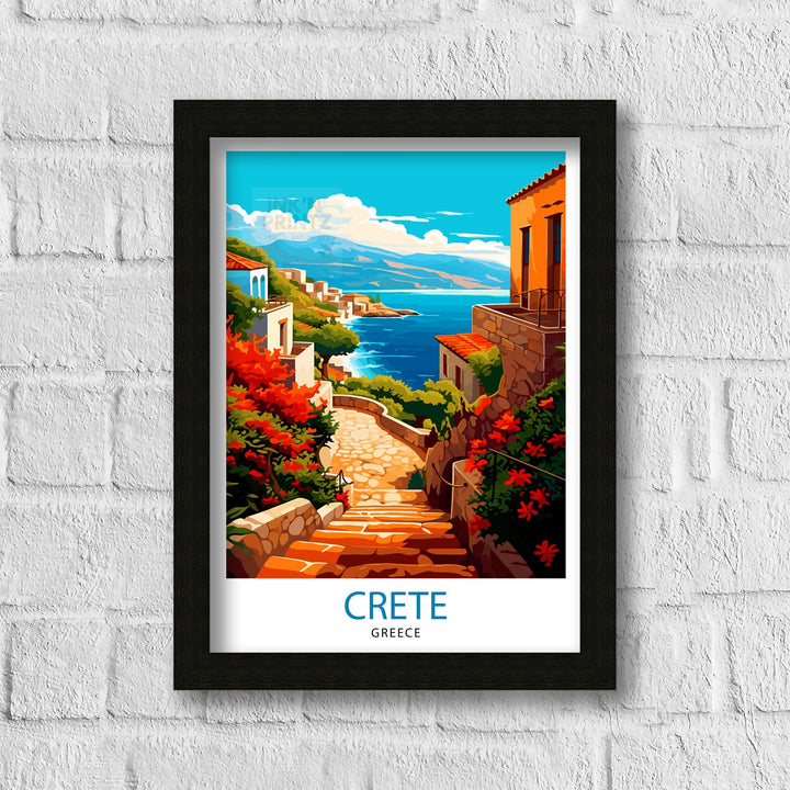 Crete Greece Travel Print Crete Wall Decor Crete Poster Greece Travel Prints Crete Art Print Crete Illustration Crete Wall Art Greece Print
