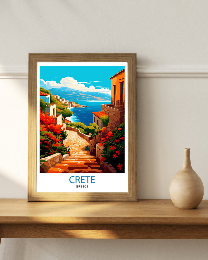 Crete Greece Travel Print Crete Wall Decor Crete Poster Greece Travel Prints Crete Art Print Crete Illustration Crete Wall Art Greece Print
