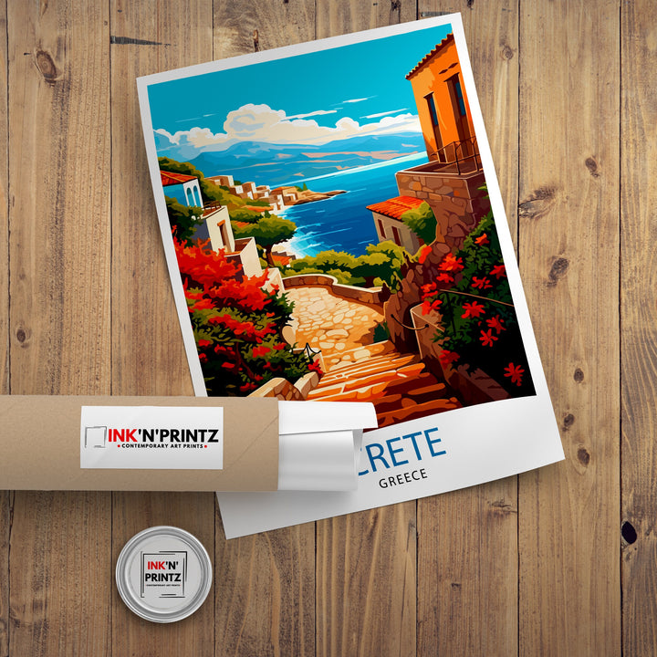 Crete Greece Travel Print Crete Wall Decor Crete Poster Greece Travel Prints Crete Art Print Crete Illustration Crete Wall Art Greece Print