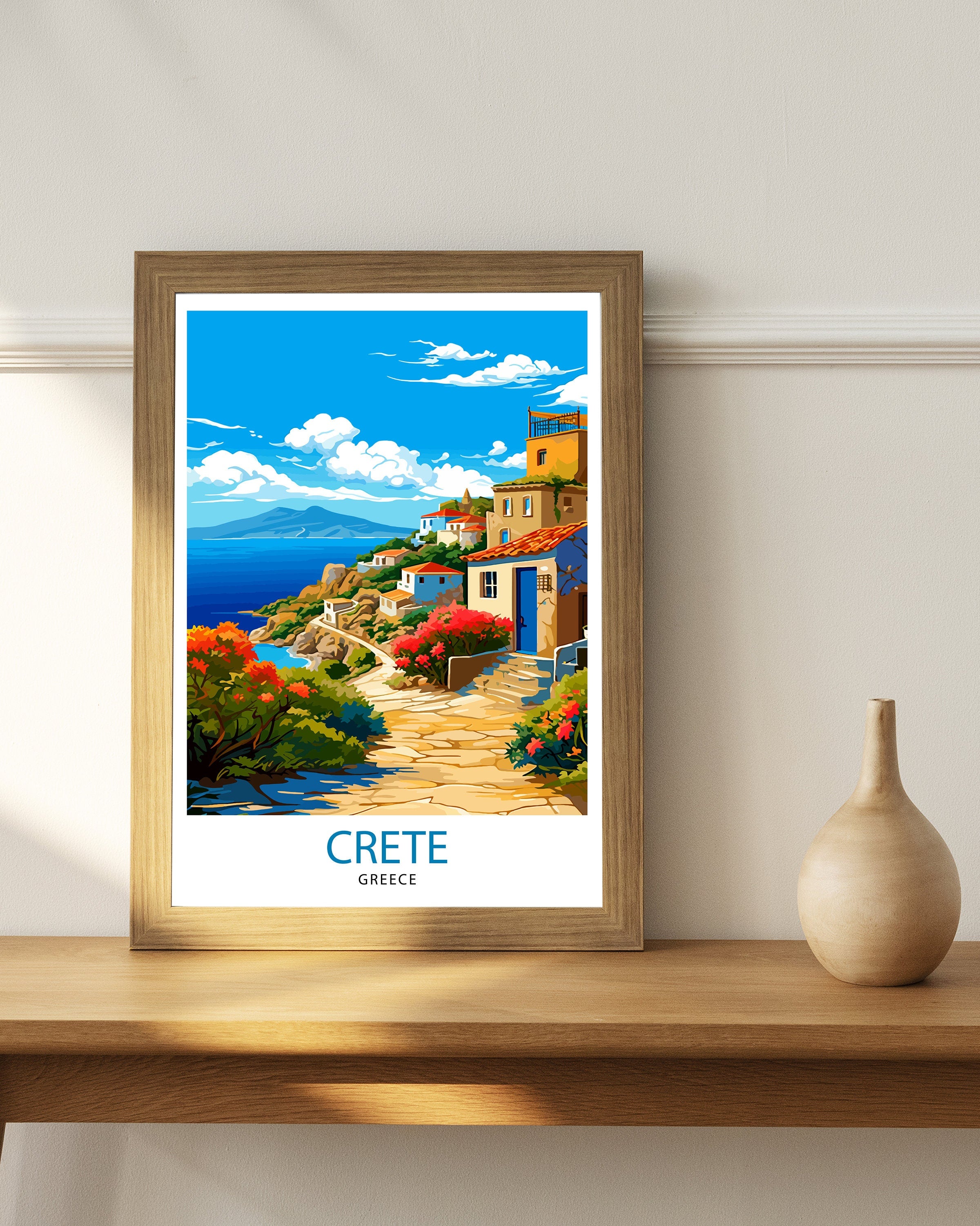 Crete Greece Travel Print Crete Wall Decor Crete Poster Greece Travel Prints Crete Art Print Crete Illustration Crete Wall Art Greece Print