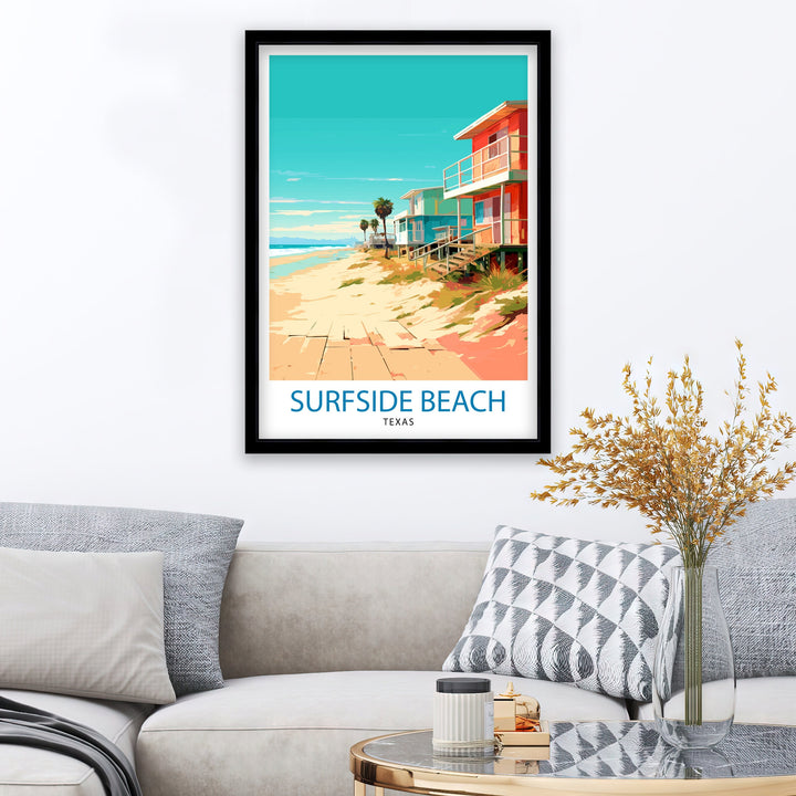 Surfside Beach Texas Travel Poster