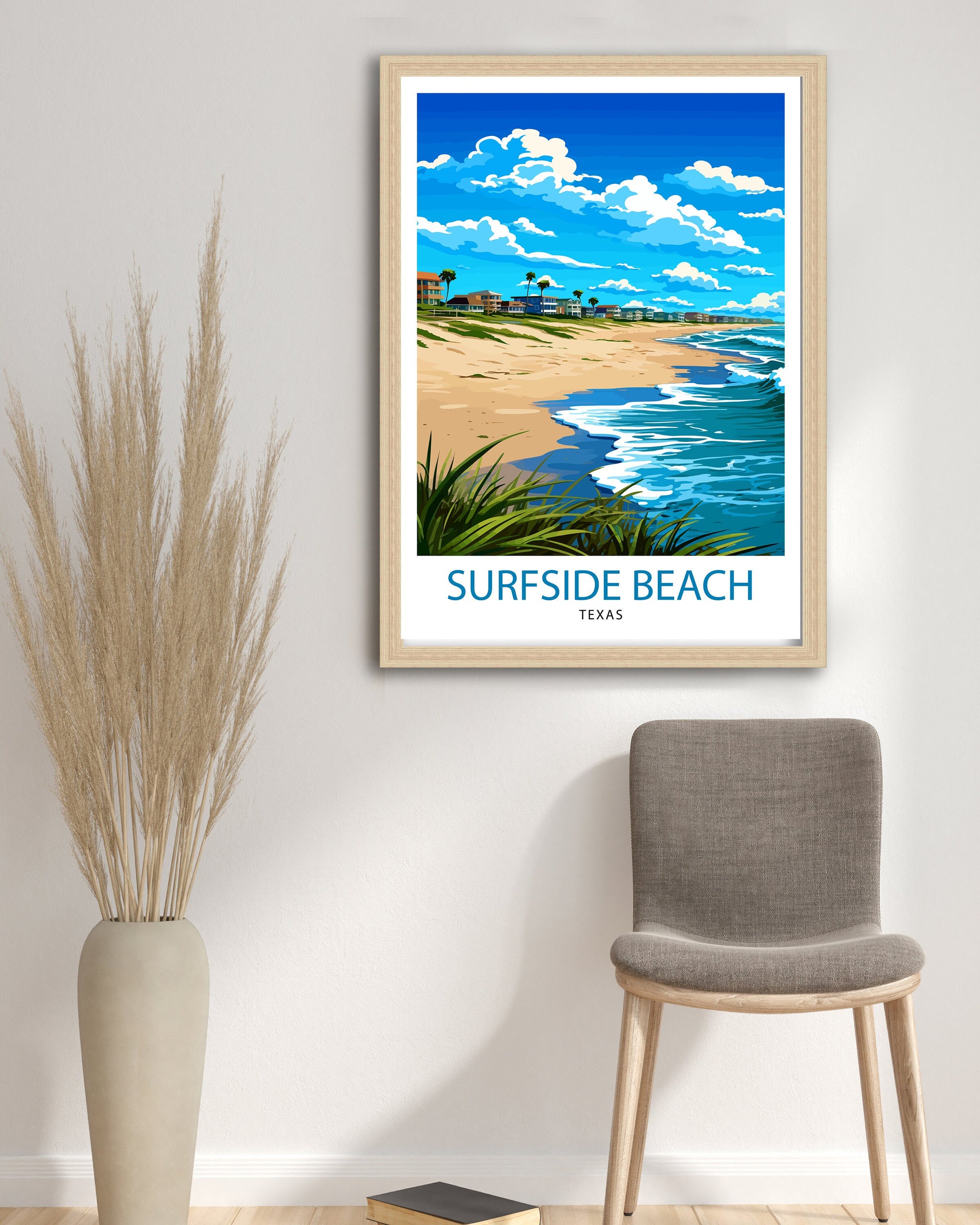 Surfside Beach Texas Travel Print| Texas Coastal Decor Surfside Beach Poster Beach Travel Prints texas Art Print - Surfside Beach
