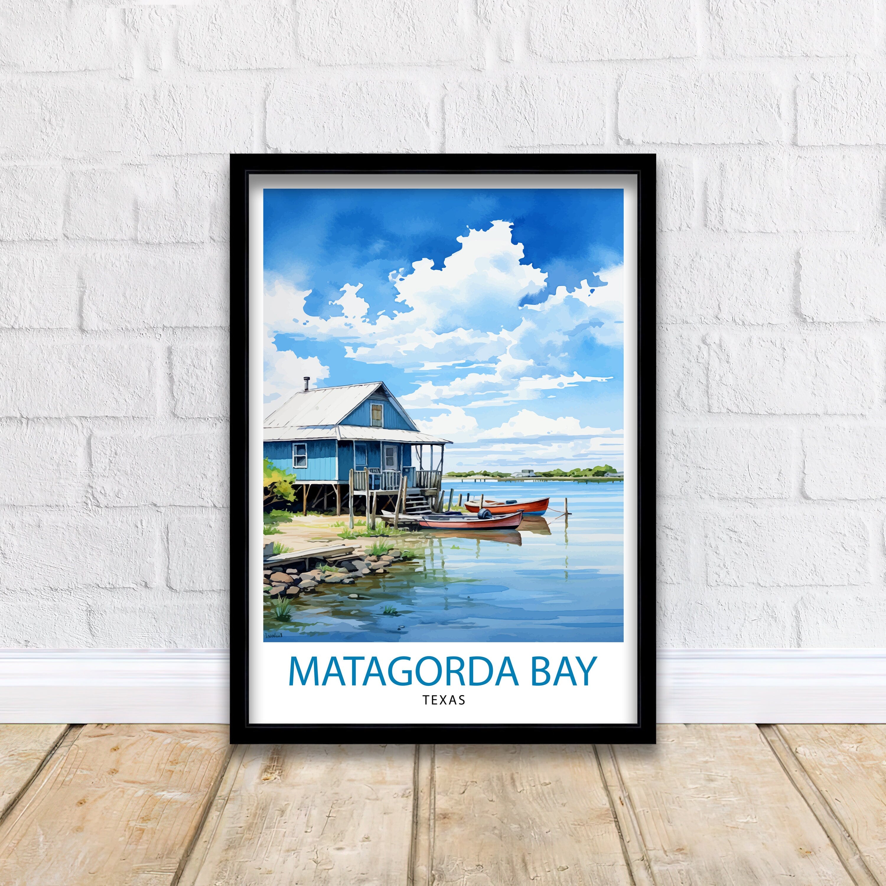 Matagorda Bay Texas Travel Print| Matagorda Wall Decor Matagorda Poster Texas Coastal Prints Matagorda Art Print Matagorda Bay Illustration