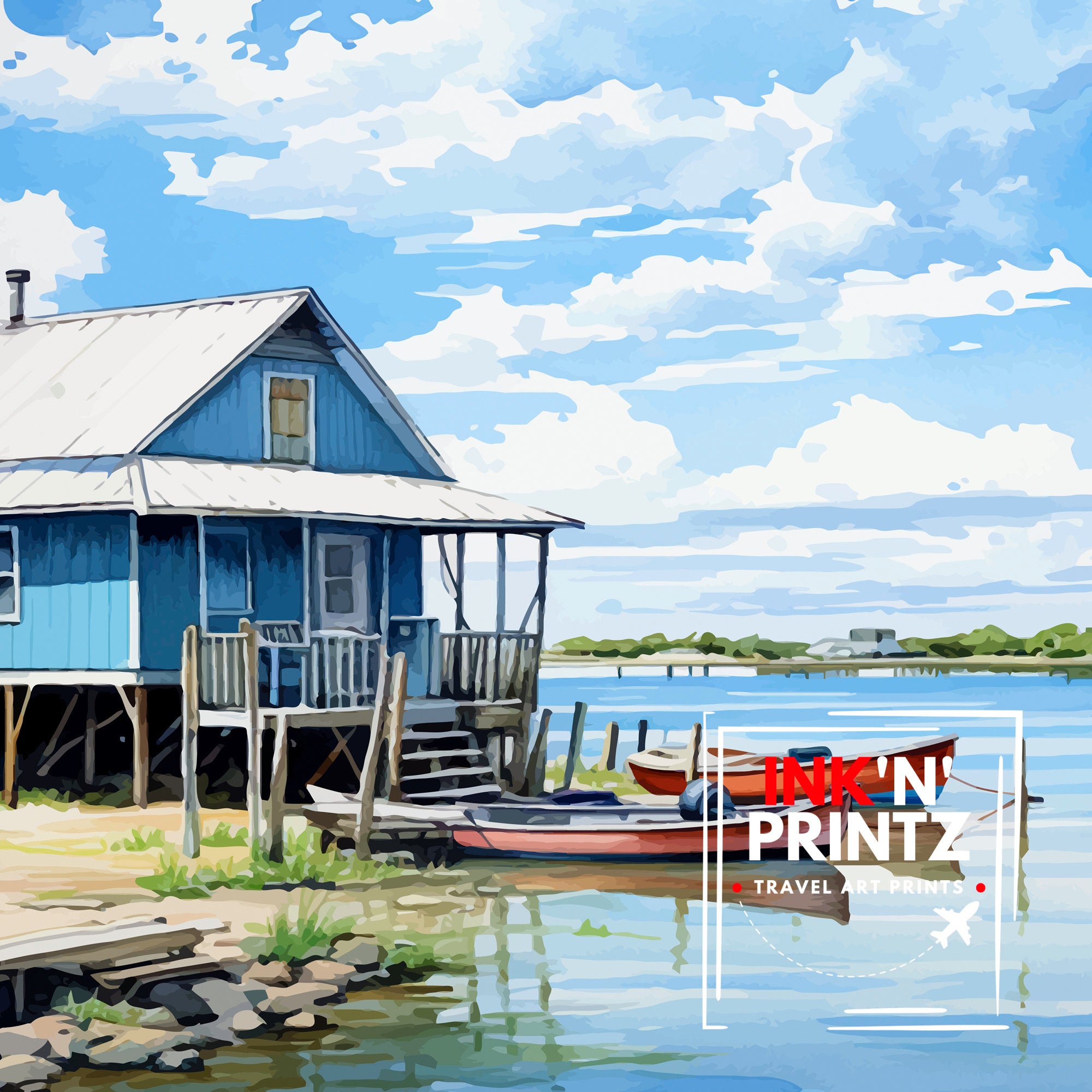 Matagorda Bay Texas Travel Print| Matagorda Wall Decor Matagorda Poster Texas Coastal Prints Matagorda Art Print Matagorda Bay Illustration