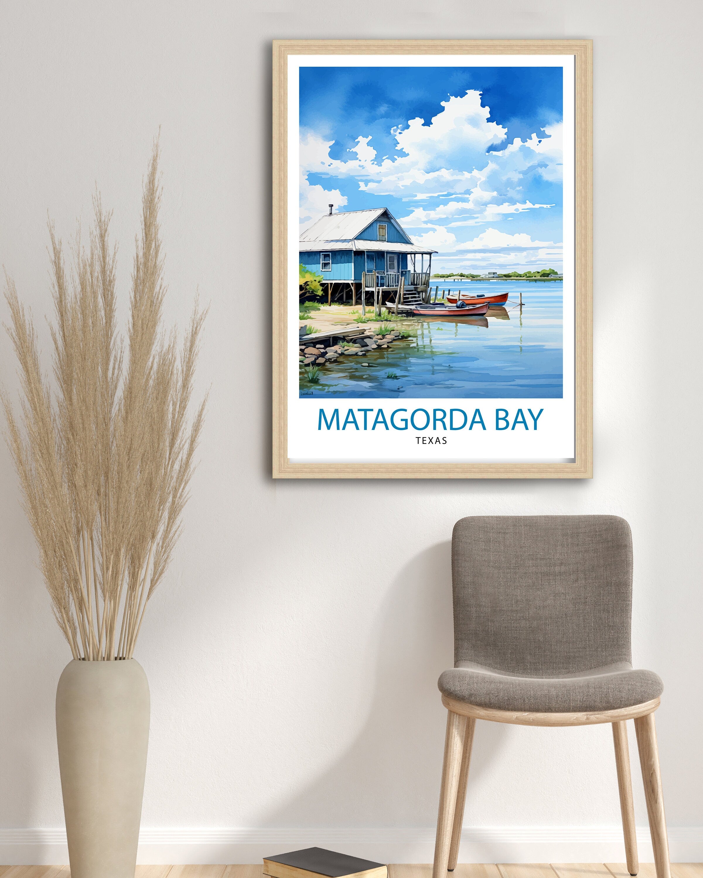Matagorda Bay Texas Travel Print| Matagorda Wall Decor Matagorda Poster Texas Coastal Prints Matagorda Art Print Matagorda Bay Illustration