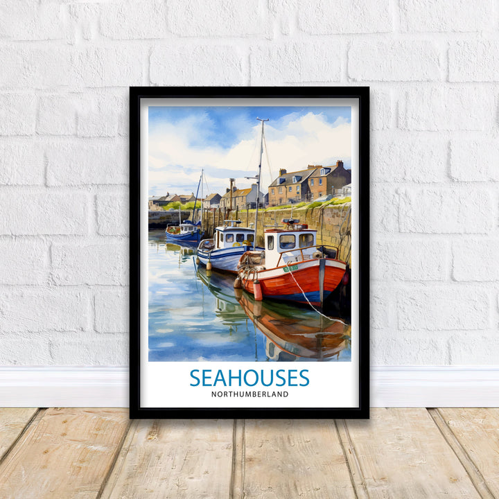 Seahouses Northumberland Travel Poster Northumberland