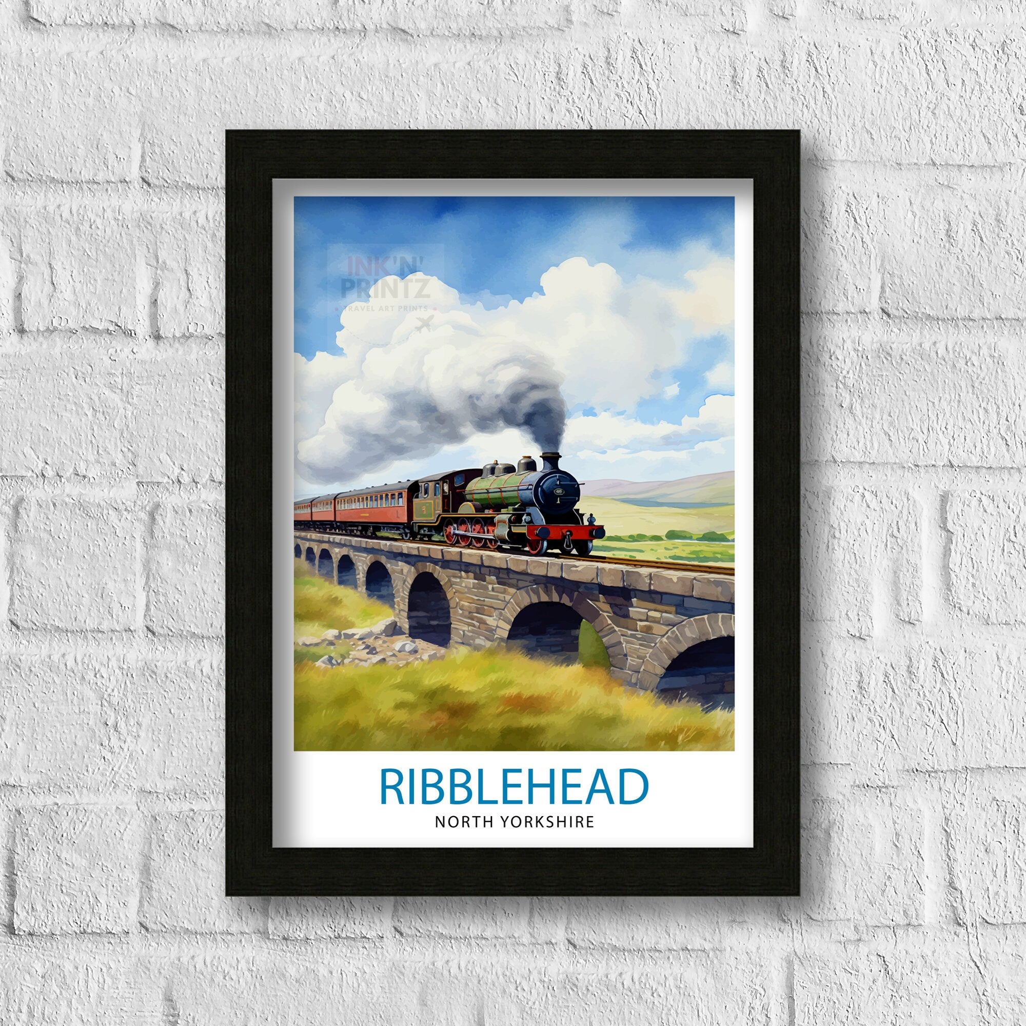 Ribblehead Viaduct Landscape Print Yorkshire Dales Wall Art Ribblehead Viaduct Poster UK Travel Prints Yorkshire Art Print Ribblehead