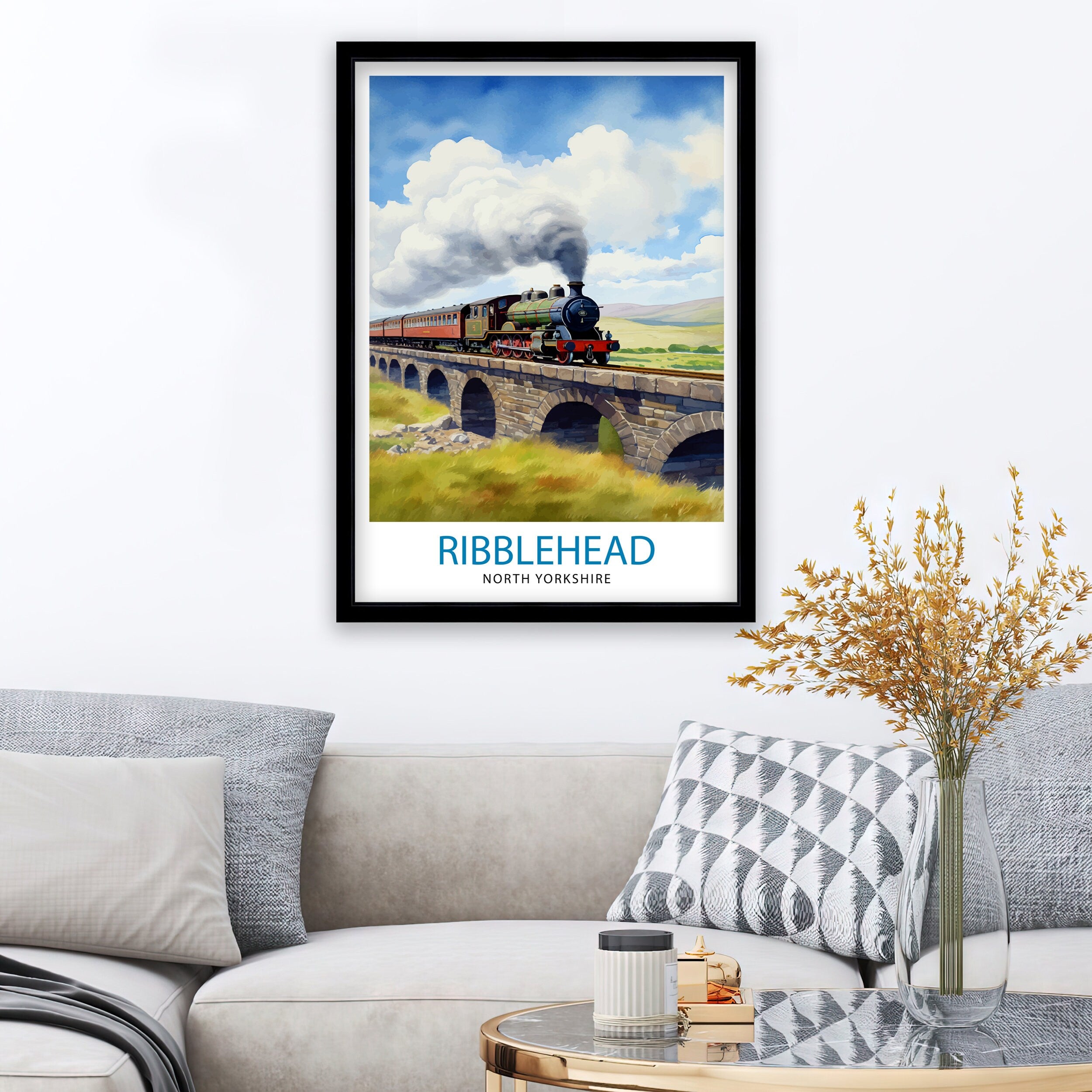 Ribblehead Viaduct Landscape Print Yorkshire Dales Wall Art Ribblehead Viaduct Poster UK Travel Prints Yorkshire Art Print Ribblehead