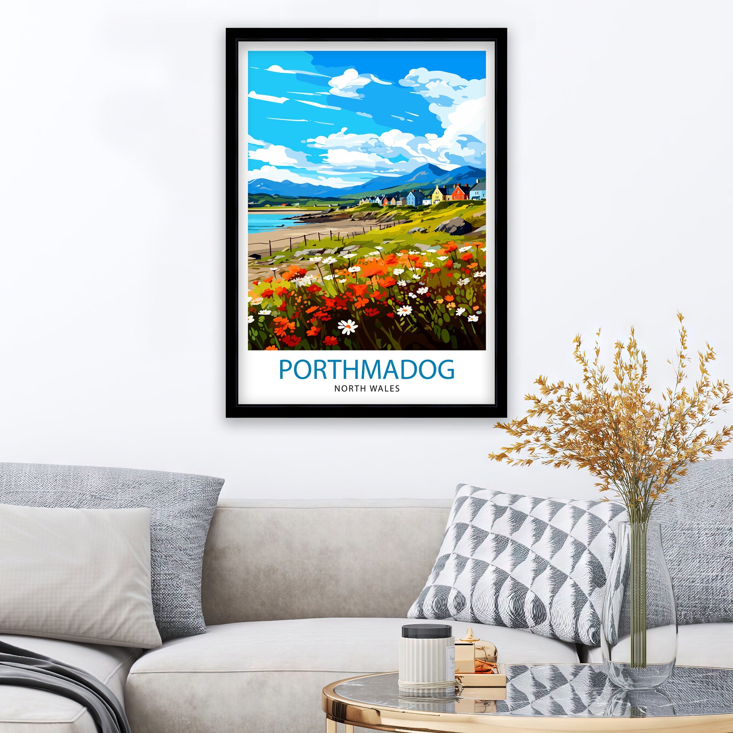 Porthmadog North Wales Travel Print Wales Wall Decor Porthmadog Poster North Wales Travel Prints Wales Art Print Porthmadog Illustration